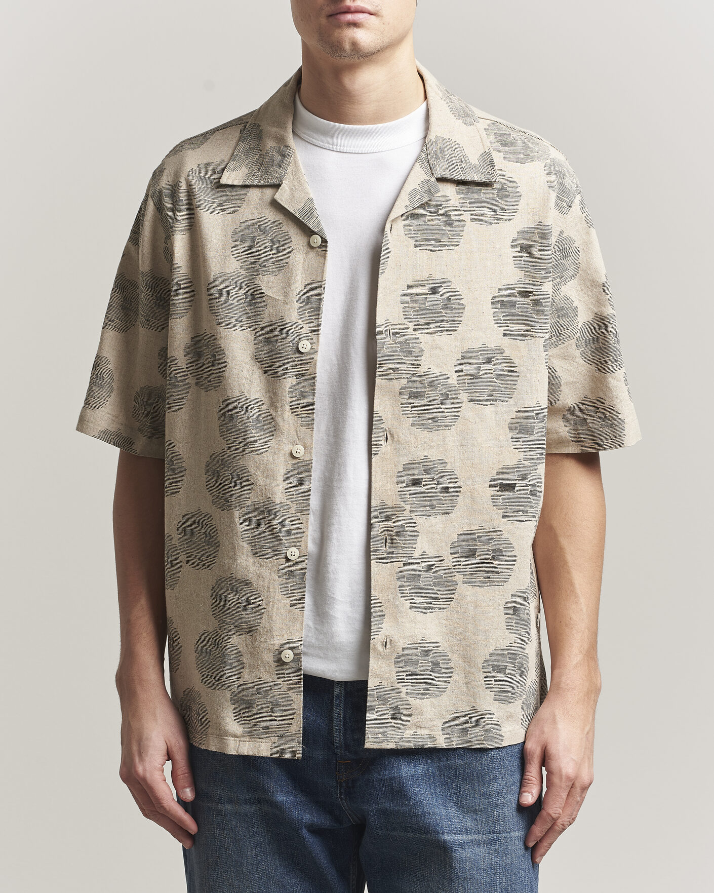 Herren | Hemden | NN07 | Ole Printed Short Sleeve Shirt Oatmeal