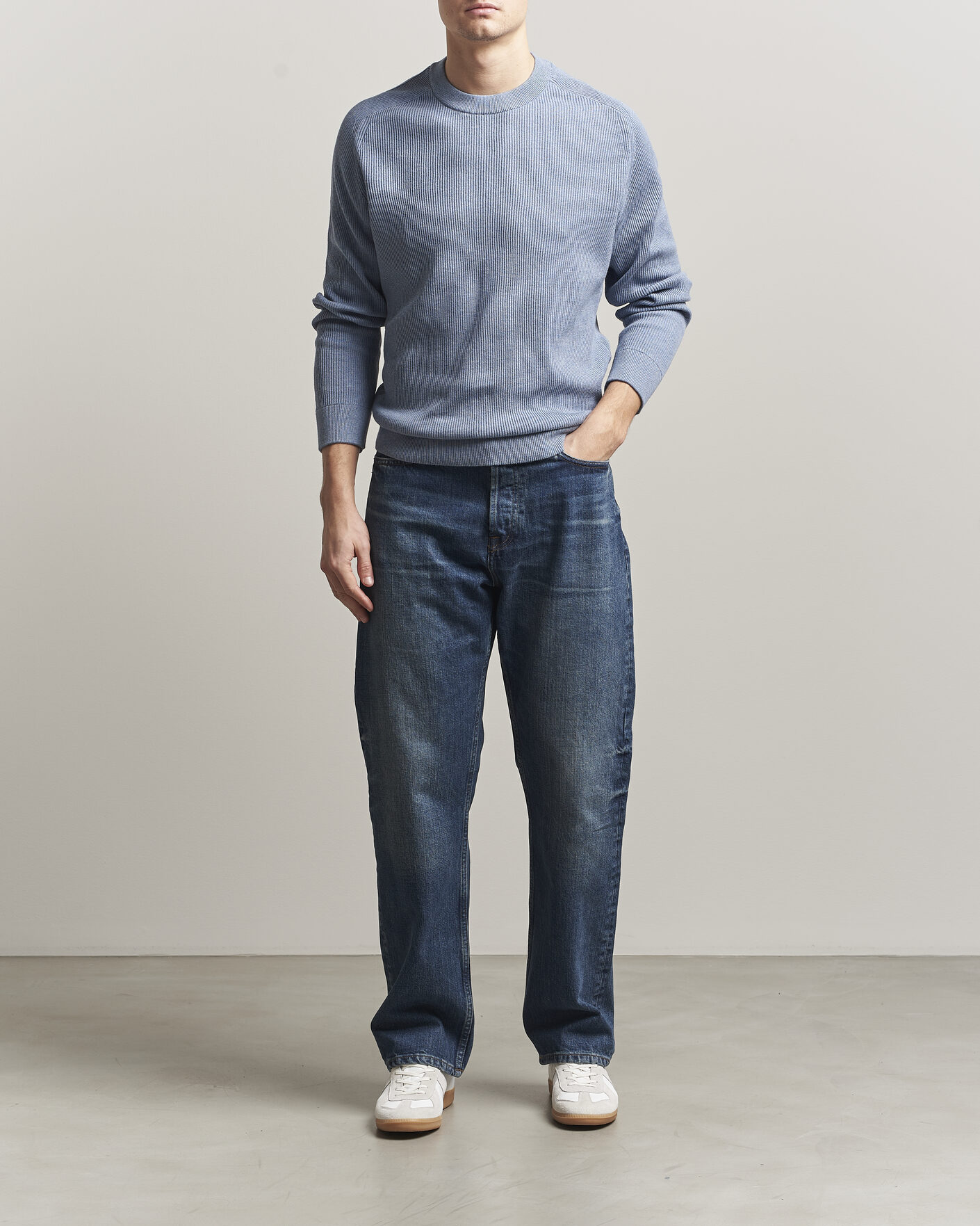 Herren | Pullover | NN07 | Kevin Cotton Knitted Sweater Stone Blue