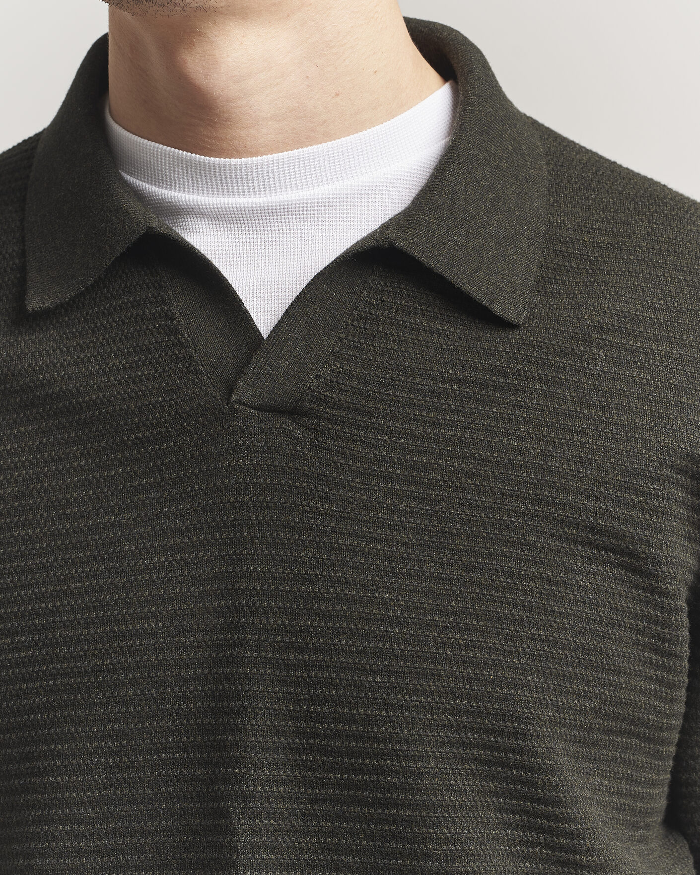 Herren | Pullover | NN07 | Paul Knitted Long Sleeve Polo Dark Army
