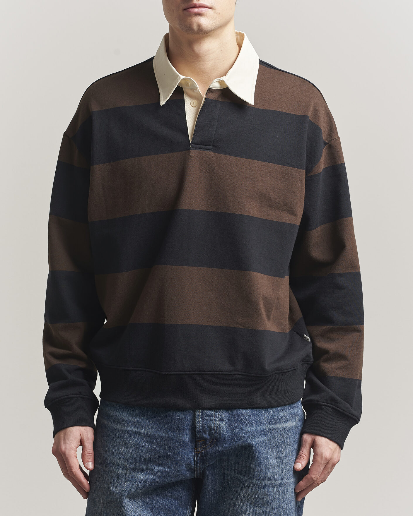 Herren | Pullover | NN07 | David Rugby Sweater Brown Stripe