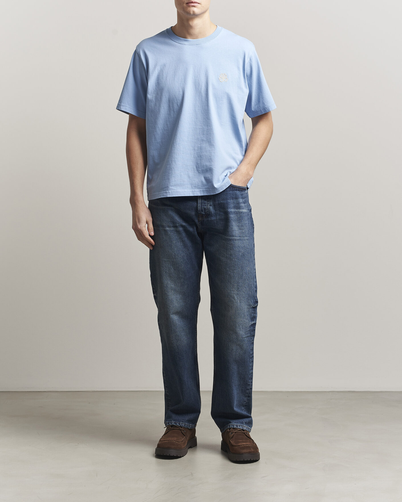 Herren | T-Shirts | NN07 | Jett Embroidered Crew Neck T-Shirt Cerulian Blue