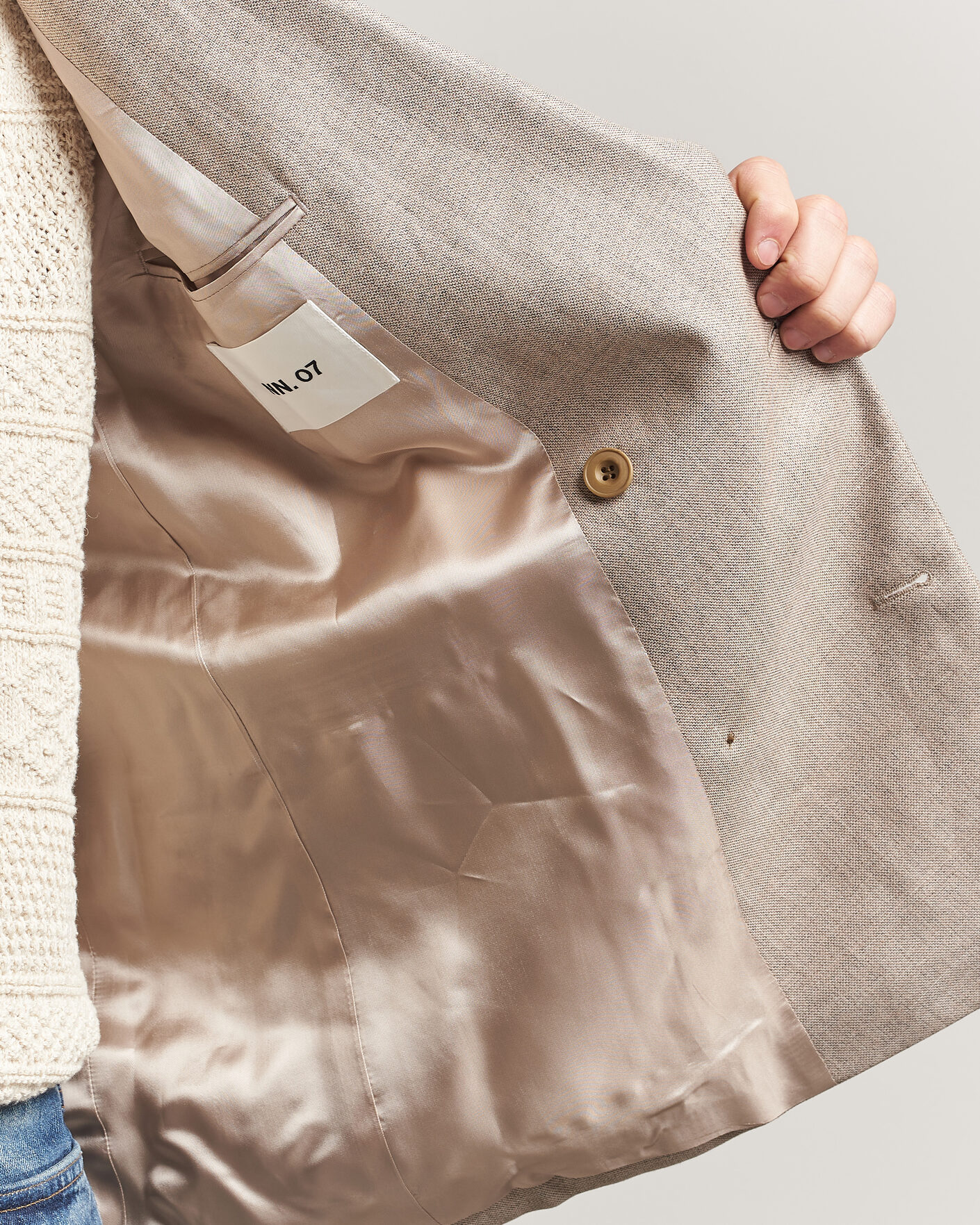 Herren | Sakkos | NN07 | Jordin Linen/Wool Double Breasted Blazer Khaki Melange