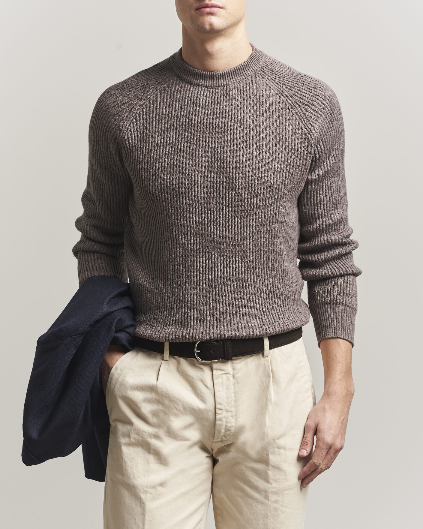 Herren | Pullover | Brunello Cucinelli | Heavy Cotton Rib Sweater Light Brown