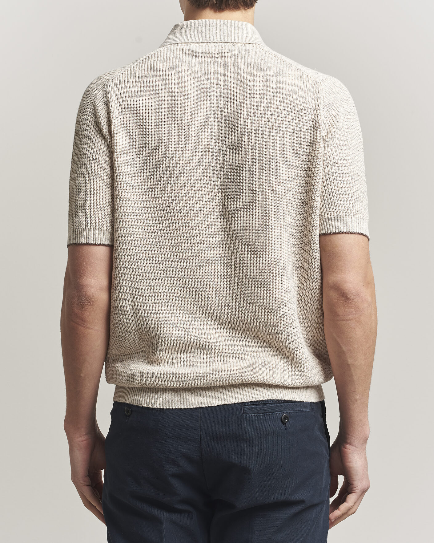 Herren | Poloshirts | Brunello Cucinelli | Linen Rib Knitted Polo Light Beige