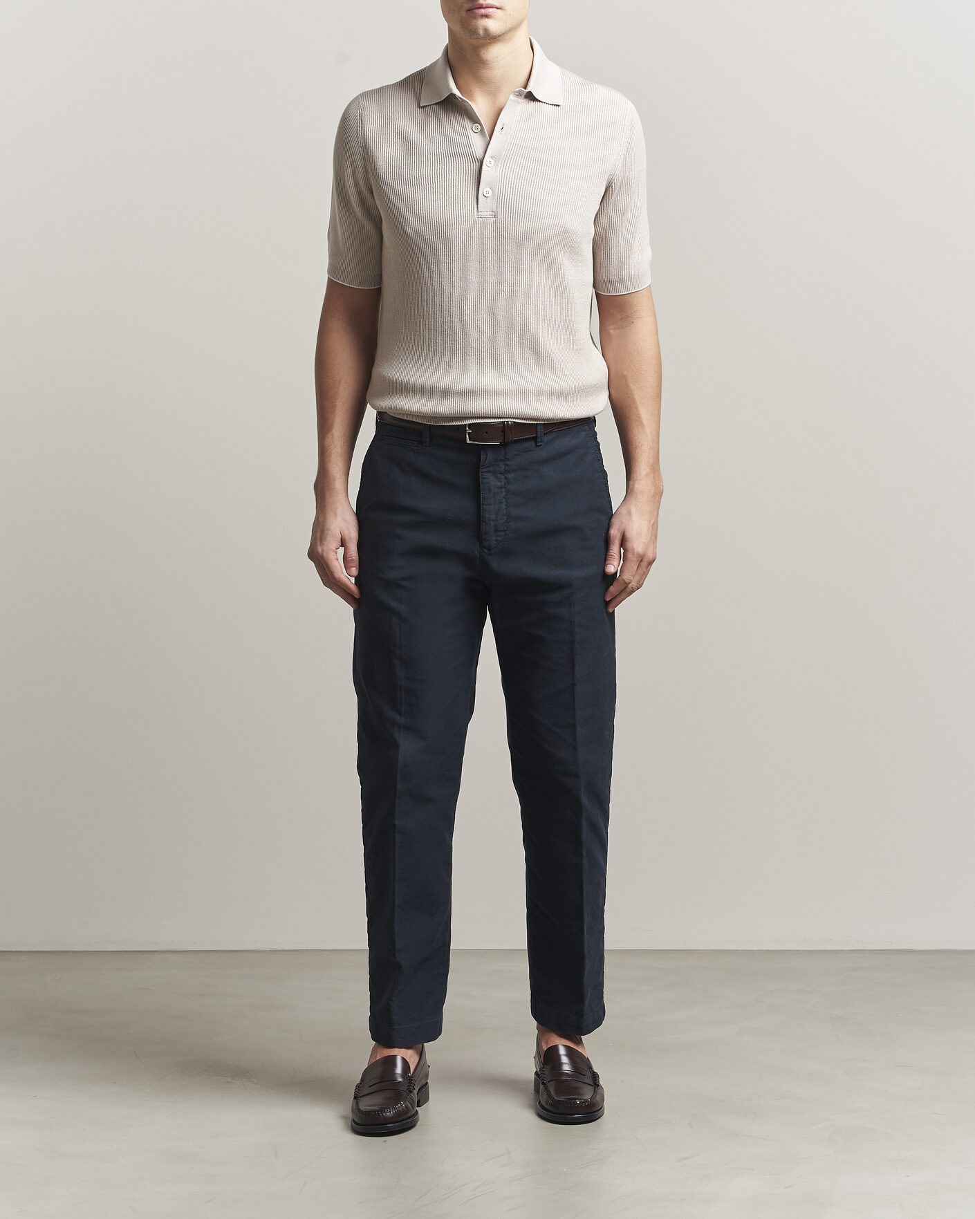 Herren | Poloshirts | Brunello Cucinelli | Cotton Rib Knitted Polo Light Beige