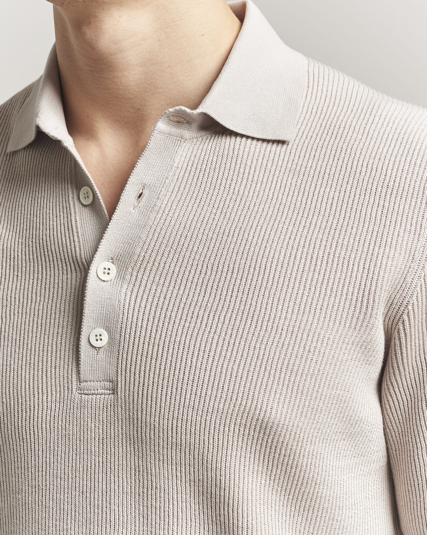 Herren | Poloshirts | Brunello Cucinelli | Cotton Rib Knitted Polo Light Beige