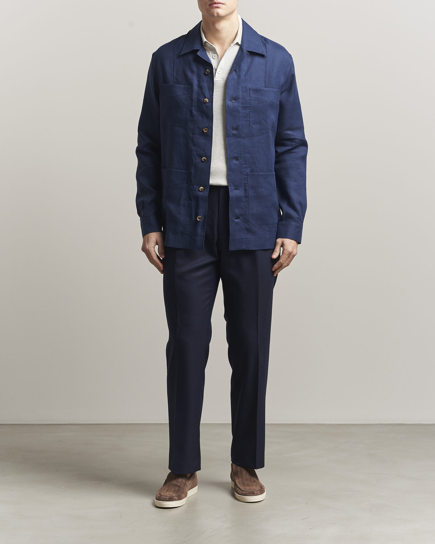Herren | Hemden | Brunello Cucinelli | Linen Shirt Jacket Navy