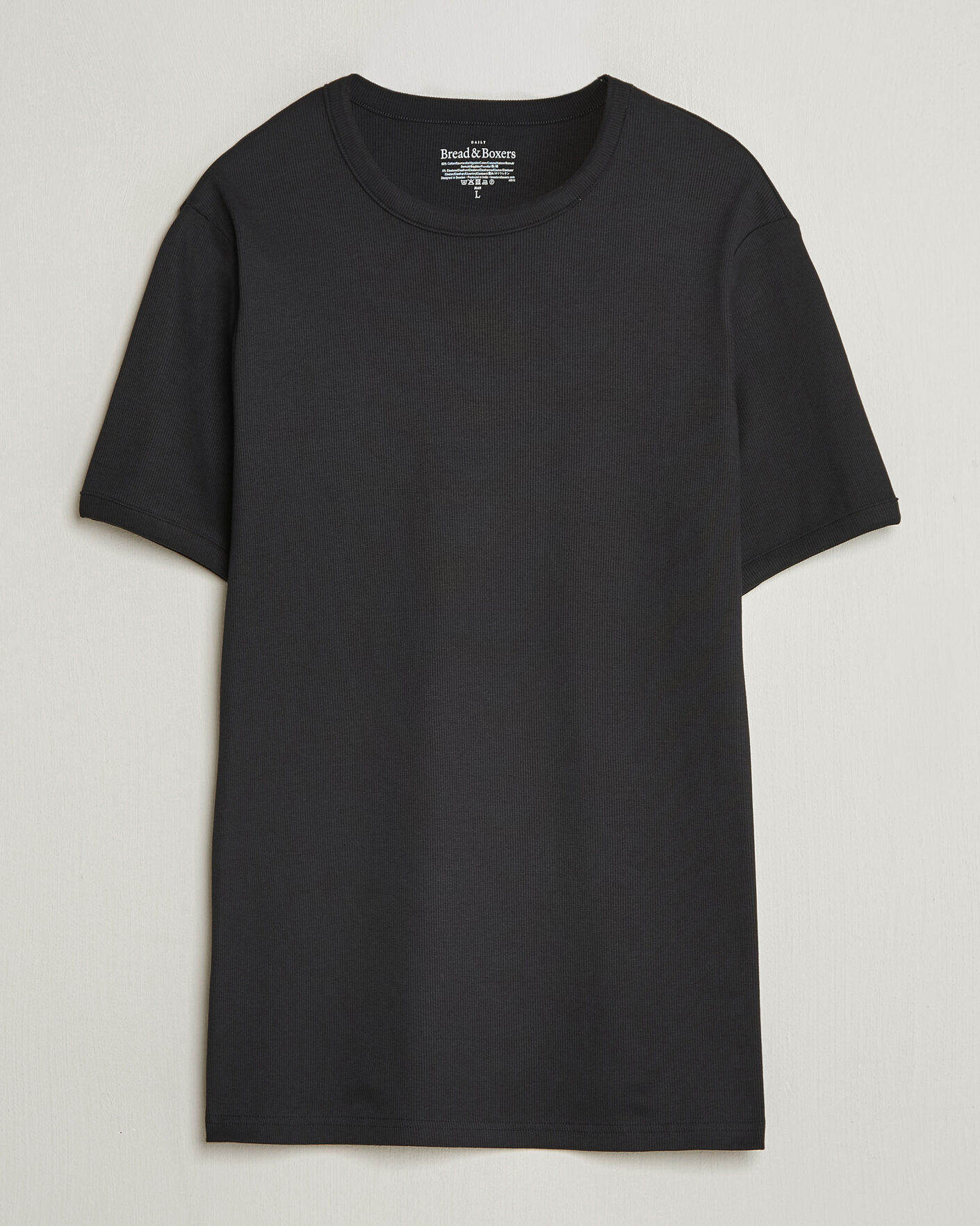 Herren | T-Shirts | Bread & Boxers | Ribbed Crew Neck T-Shirt Black