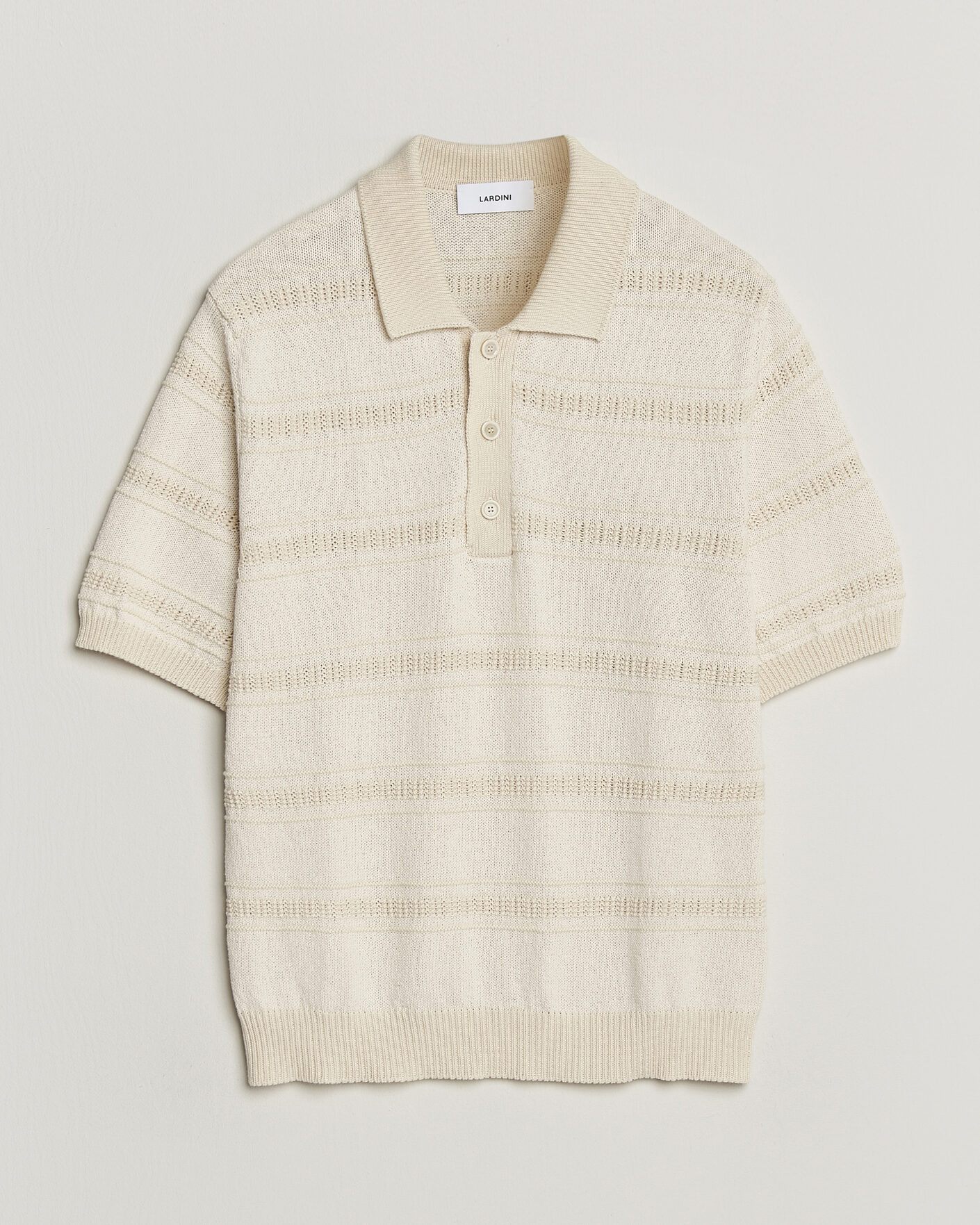 Herren | Poloshirts | Lardini | Strcture Knitted Organic/Recycled Cotton Polo White