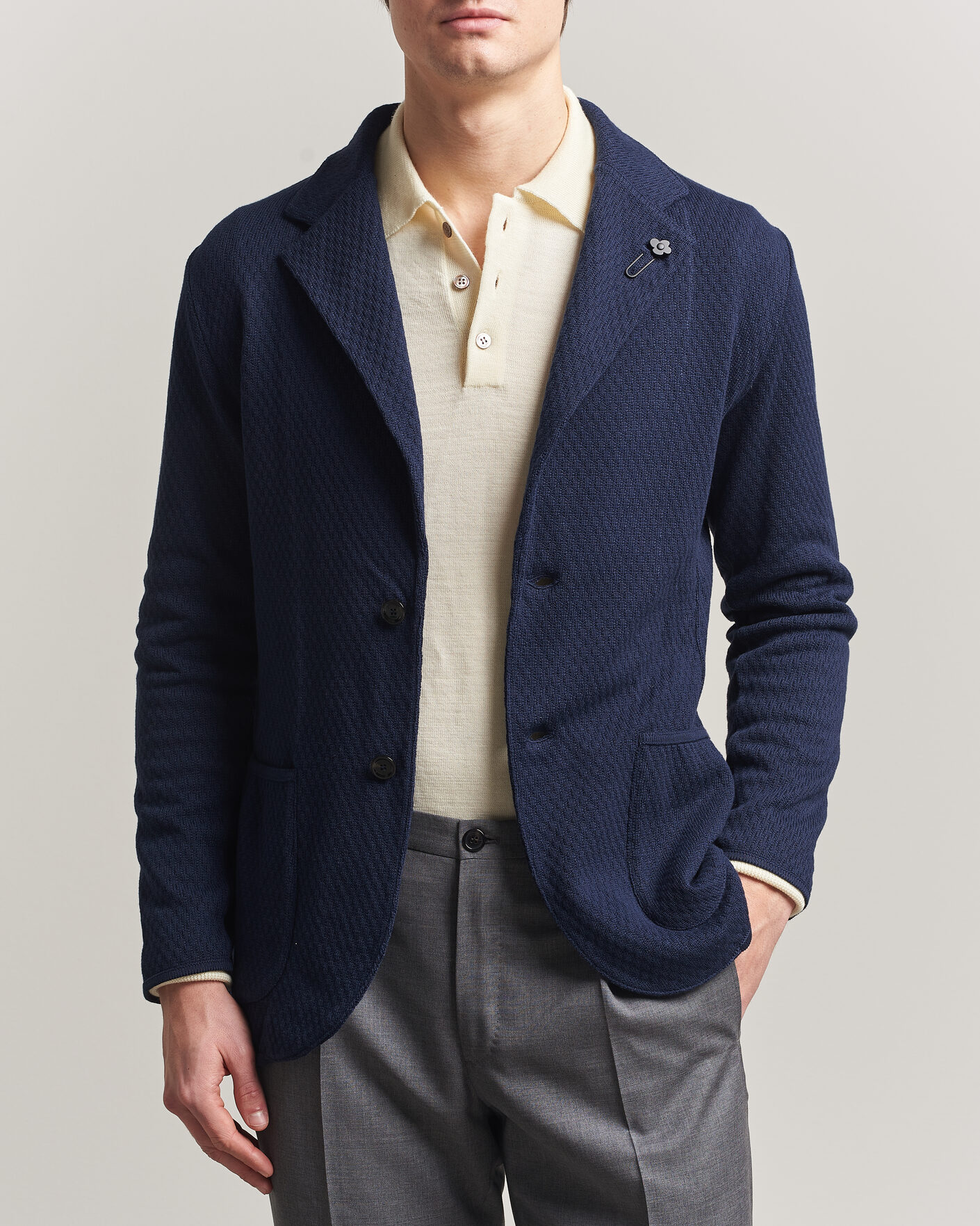 Herren | Sakkos | Lardini | Knitted Structure Cotton Blazer Navy