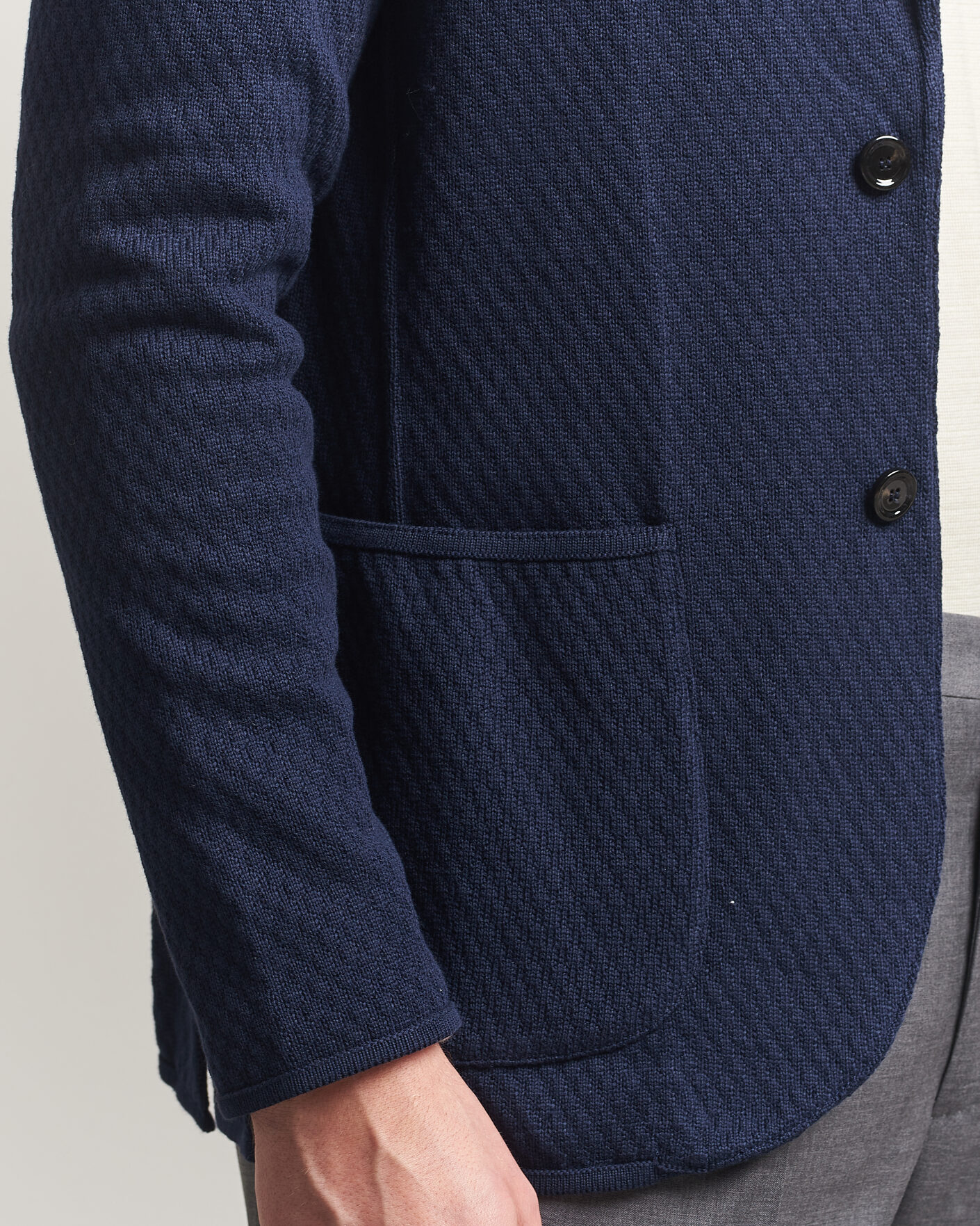 Herren | Sakkos | Lardini | Knitted Structure Cotton Blazer Navy