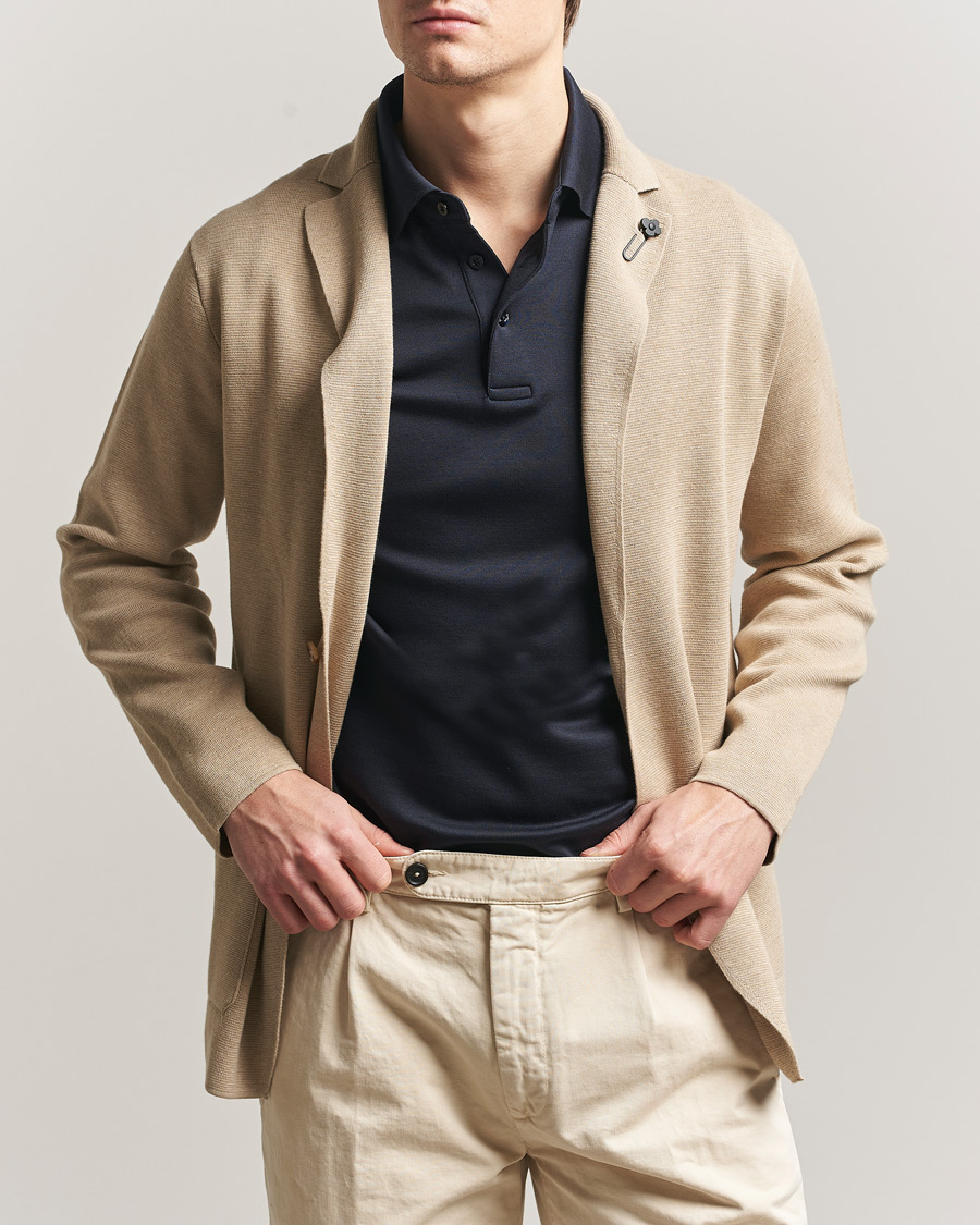 Herren | Sakkos | Lardini | Knitted Cotton Blazer Beige