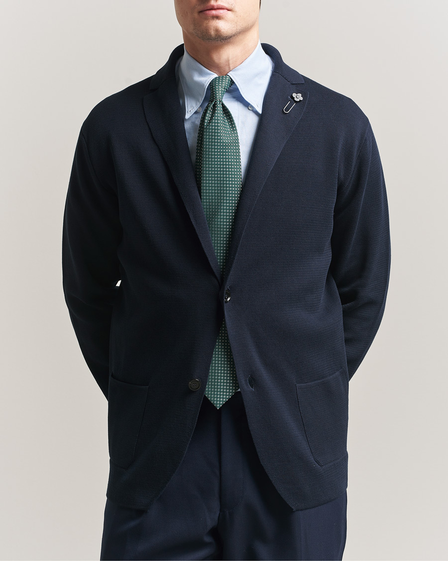 Herren | Sakkos | Lardini | Knitted Cotton Blazer Navy