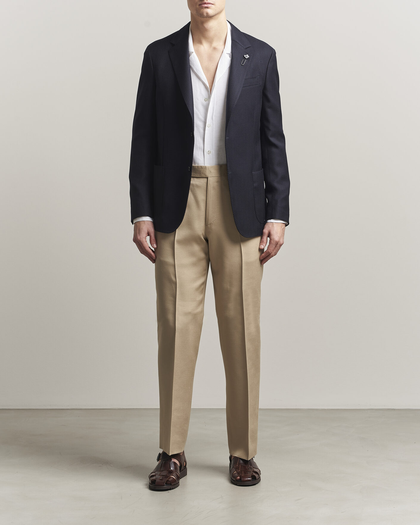 Herren | Sakkos | Lardini | Herringbone Light Wool Blazer Navy