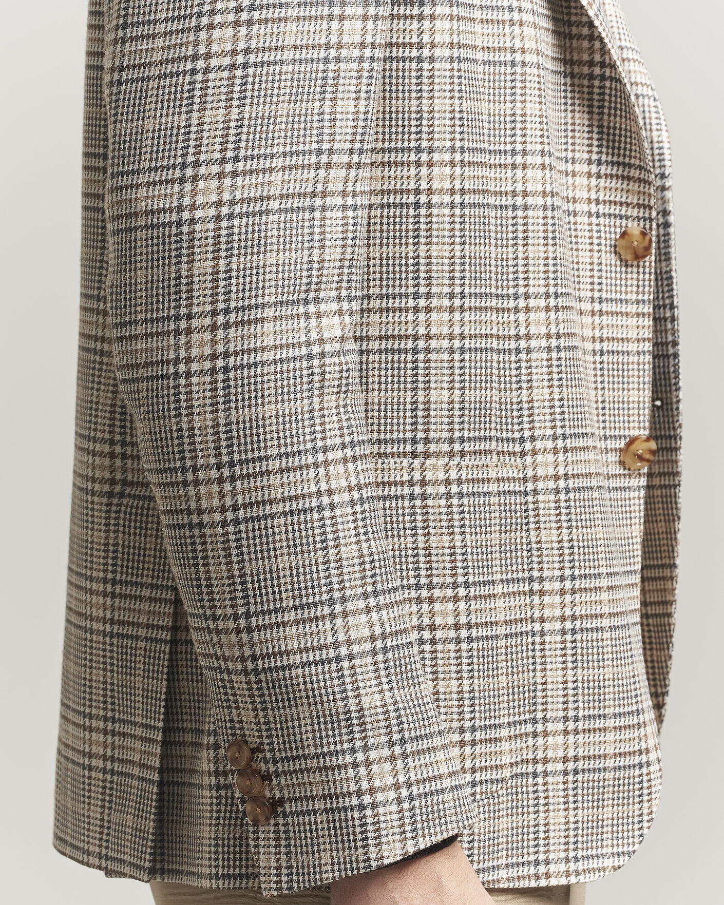 Herren | Sakkos | Lardini | Multi Check Cotton/Linen Blazer Beige