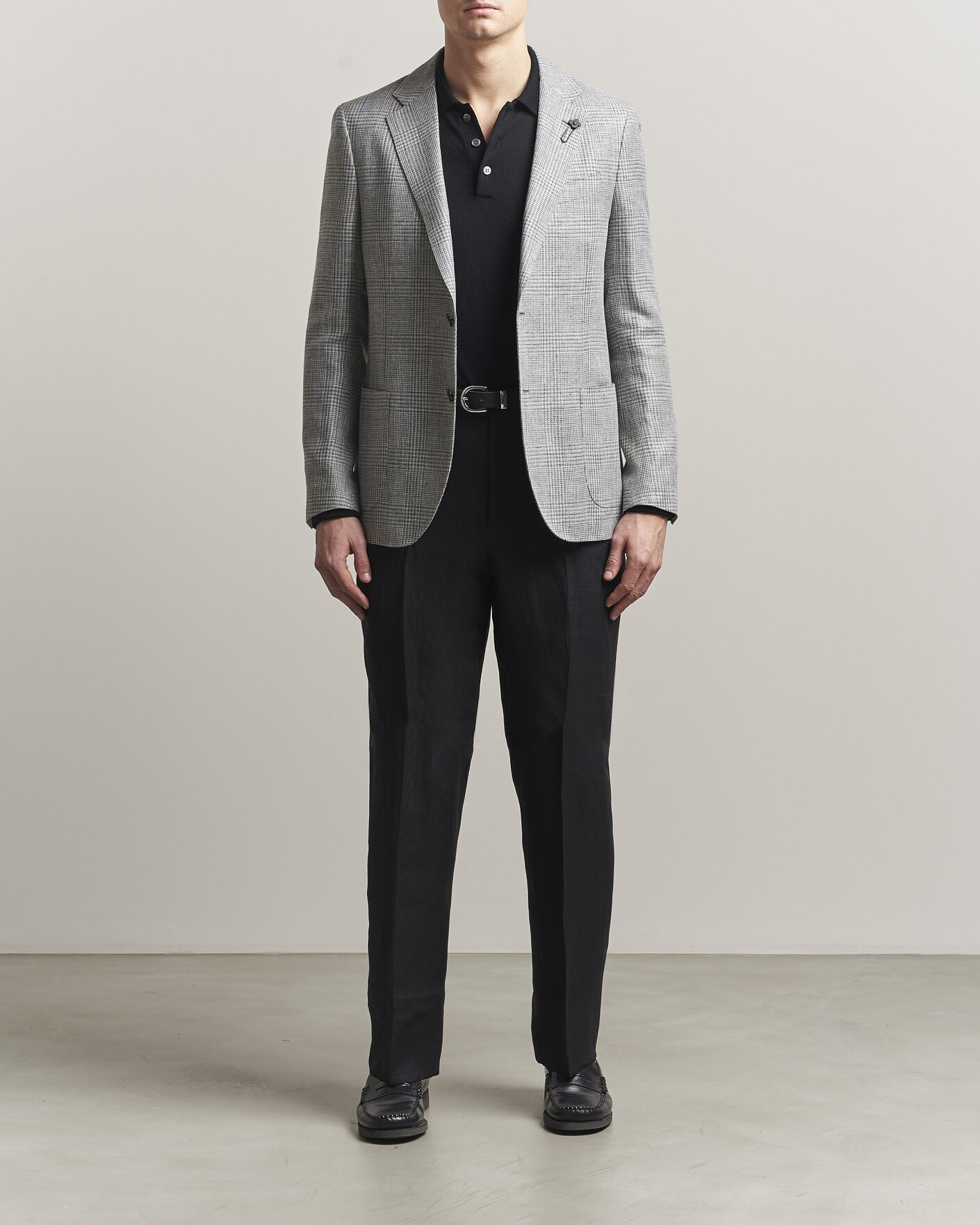 Herren | Hosen | Lardini | Palu Straight Fit Linen Trousers Black