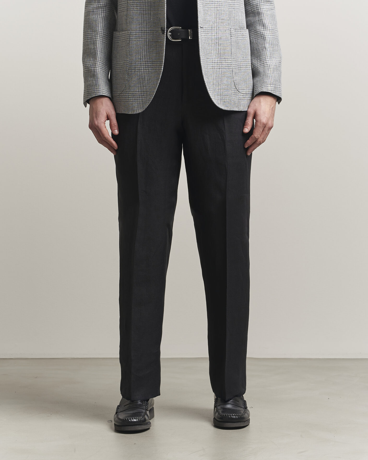 Herren | Hosen | Lardini | Palu Straight Fit Linen Trousers Black