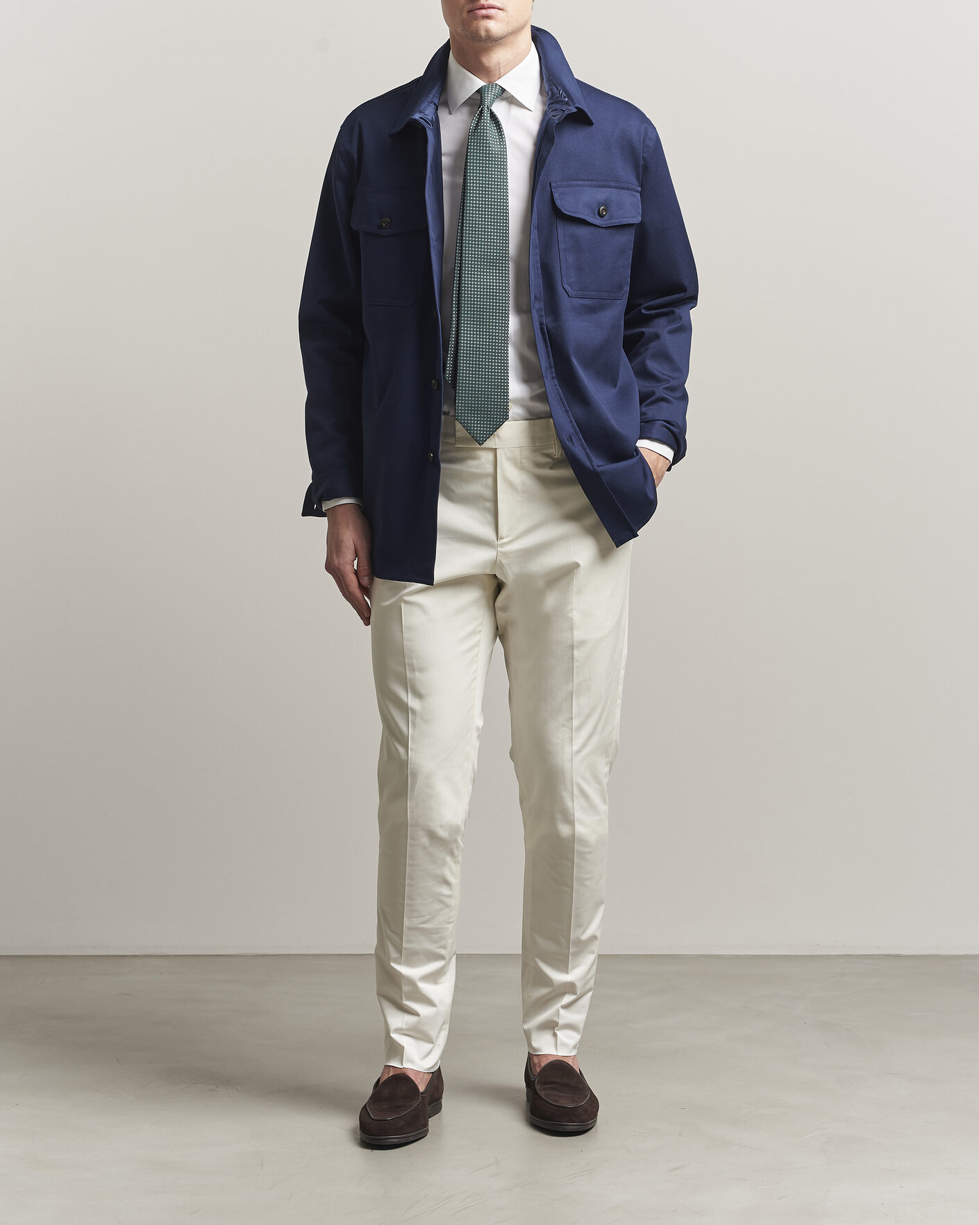 Herren | Hosen | Lardini | Lyon Cotton Twill Stretch Trousers White