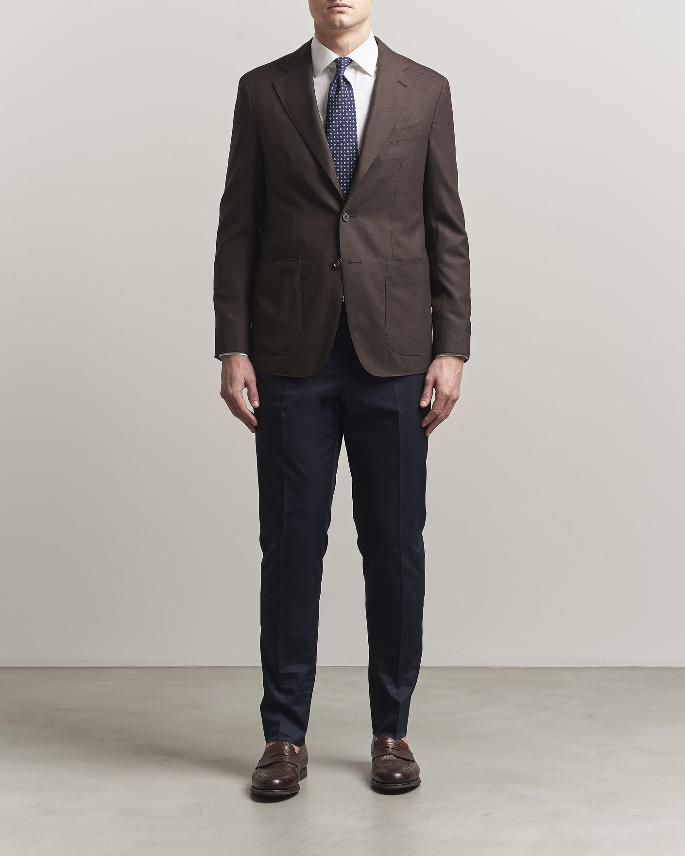 Herren | Hosen | Lardini | Lyon Cotton Twill Stretch Trousers Navy