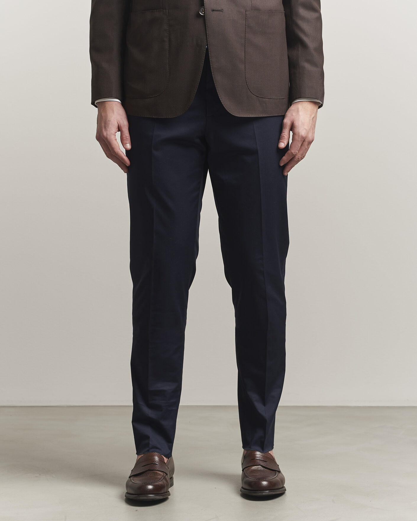 Herren | Hosen | Lardini | Lyon Cotton Twill Stretch Trousers Navy