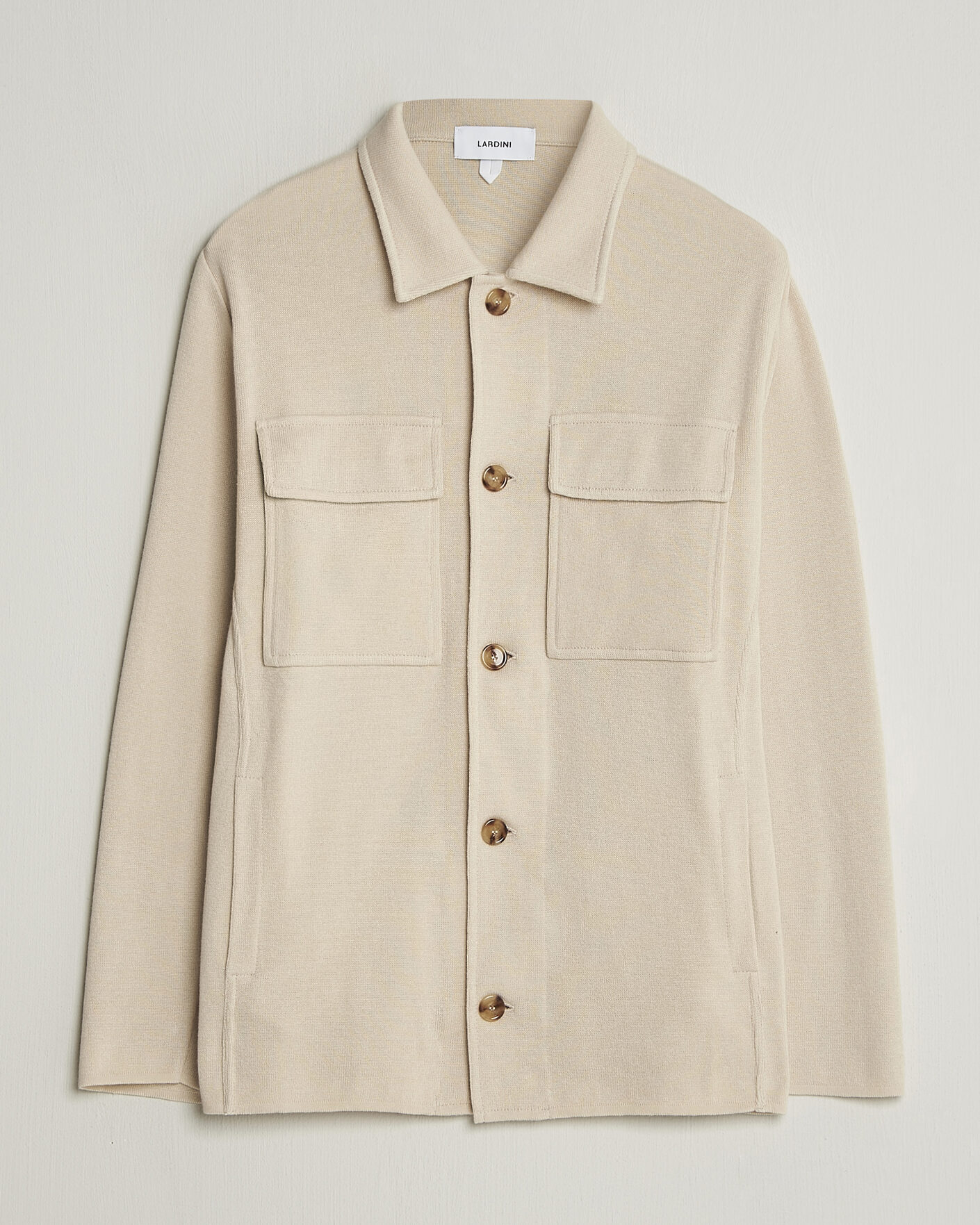 Herren | Jacken | Lardini | Knitted Cotton Pocket Shirt Jacket Beige