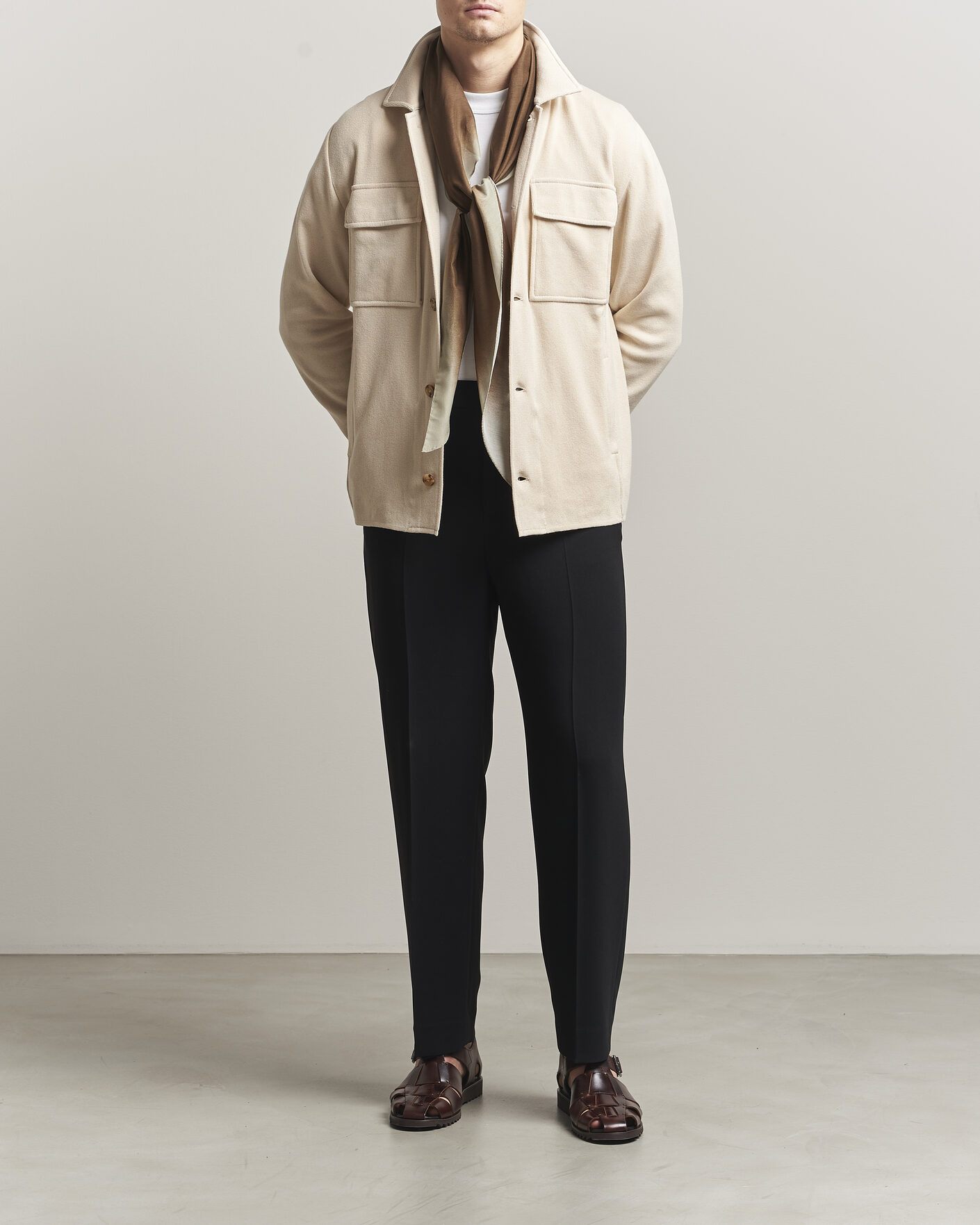 Herren | Jacken | Lardini | Knitted Cotton Pocket Shirt Jacket Beige