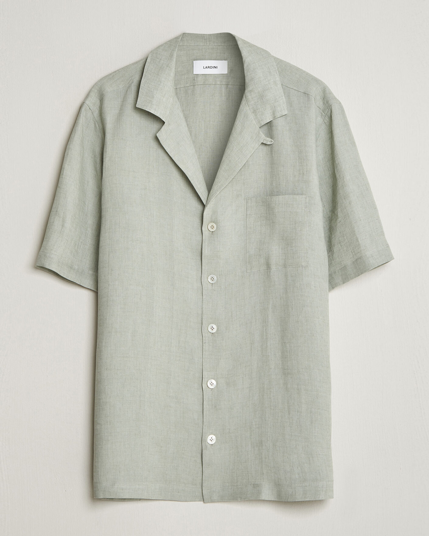 Herren | Hemden | Lardini | Klop Short Sleeve Linen Resort Shirt Light Green