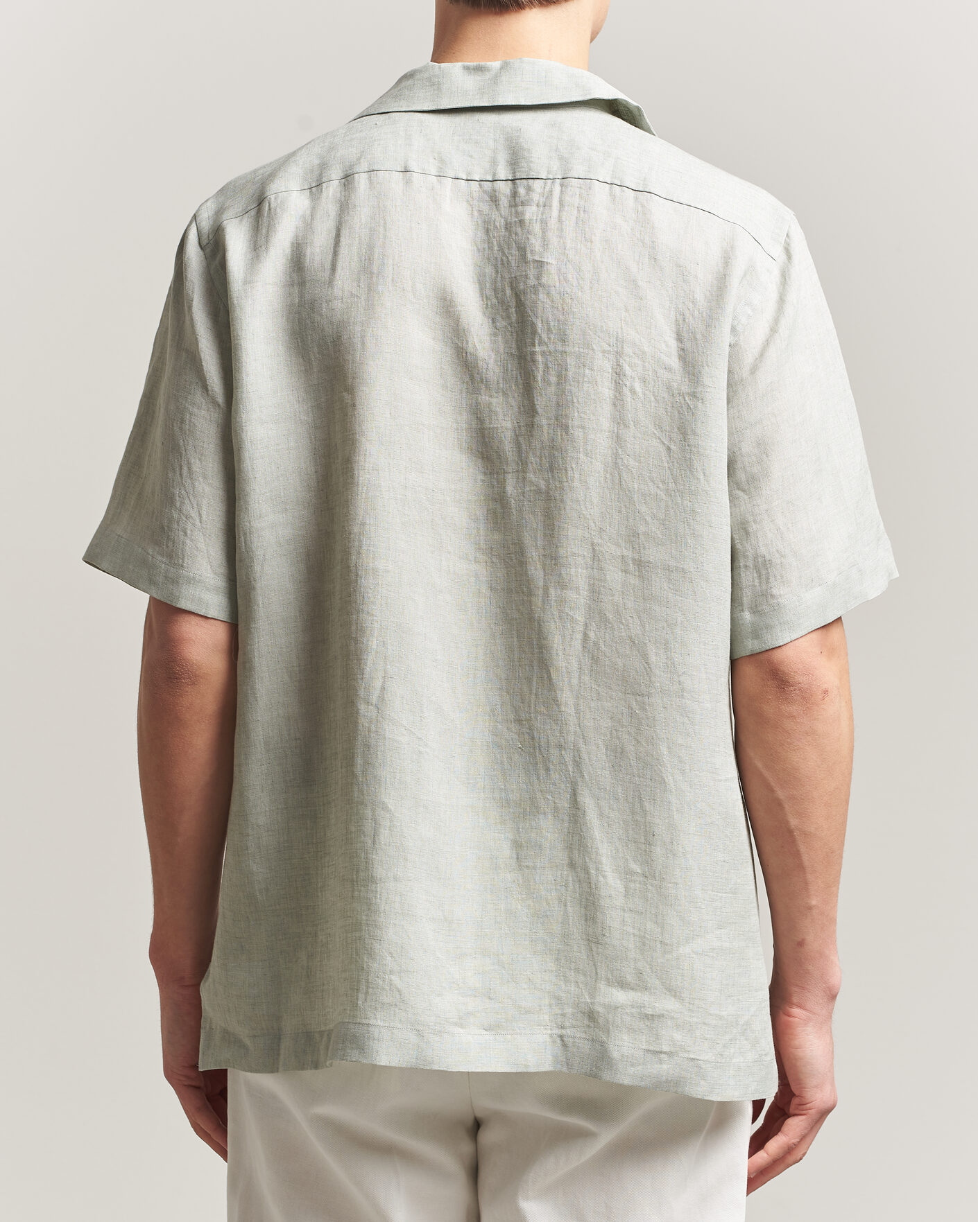 Herren | Hemden | Lardini | Klop Short Sleeve Linen Resort Shirt Light Green