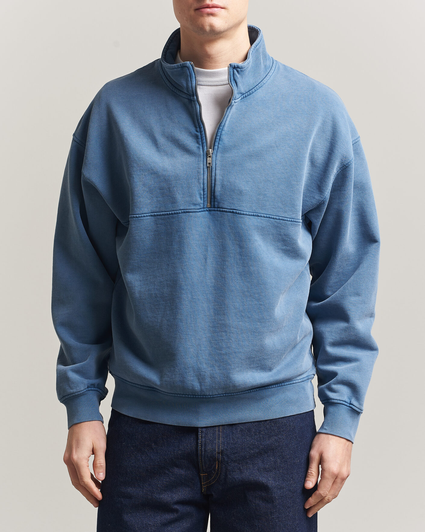 Herren | Pullover | Colorful Standard | Classic Organic Half-Zip Faded Indigo
