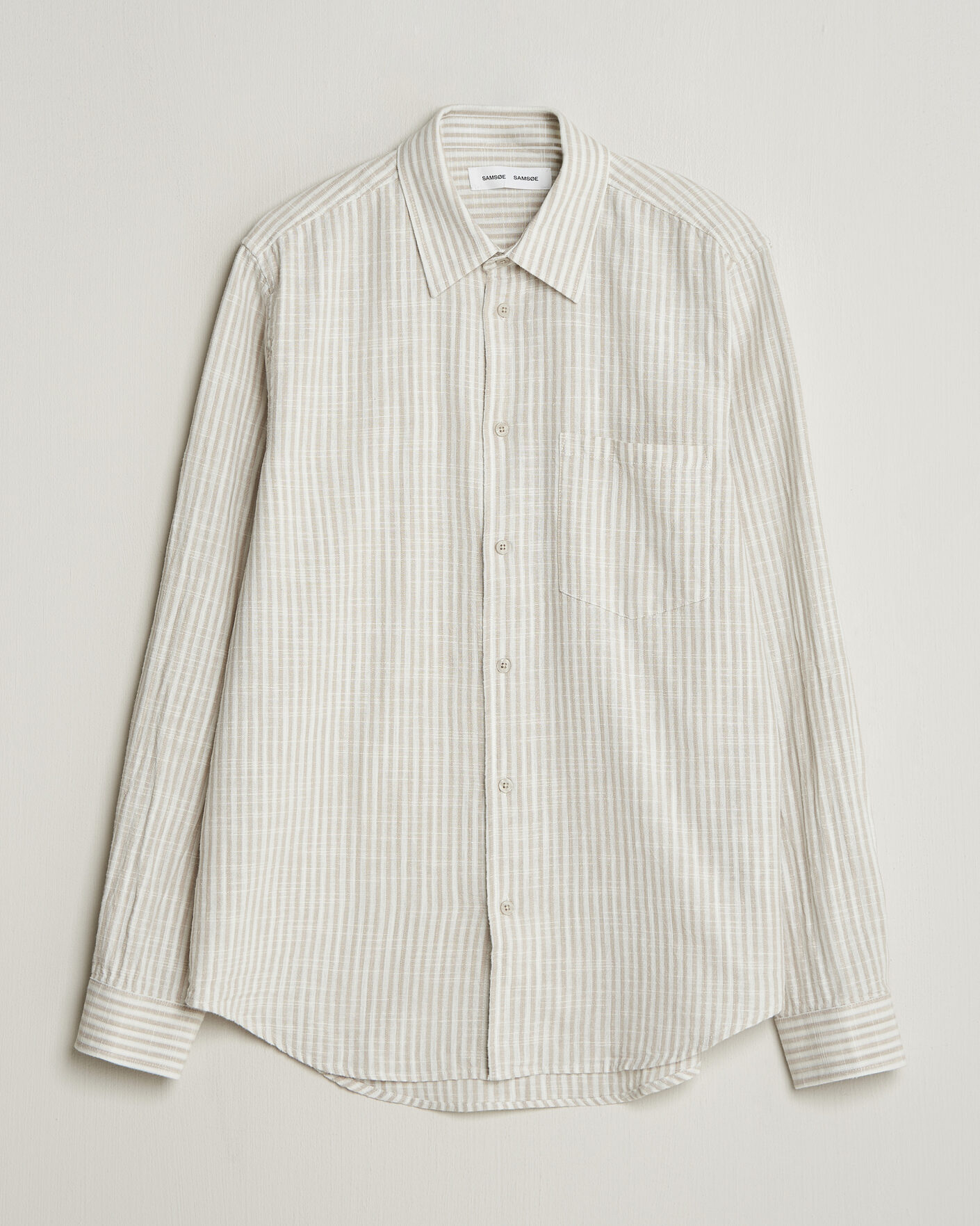 Herren | Hemden | Samsøe Samsøe | Liam Cotton/Linen Striped Shirt Moonstruck