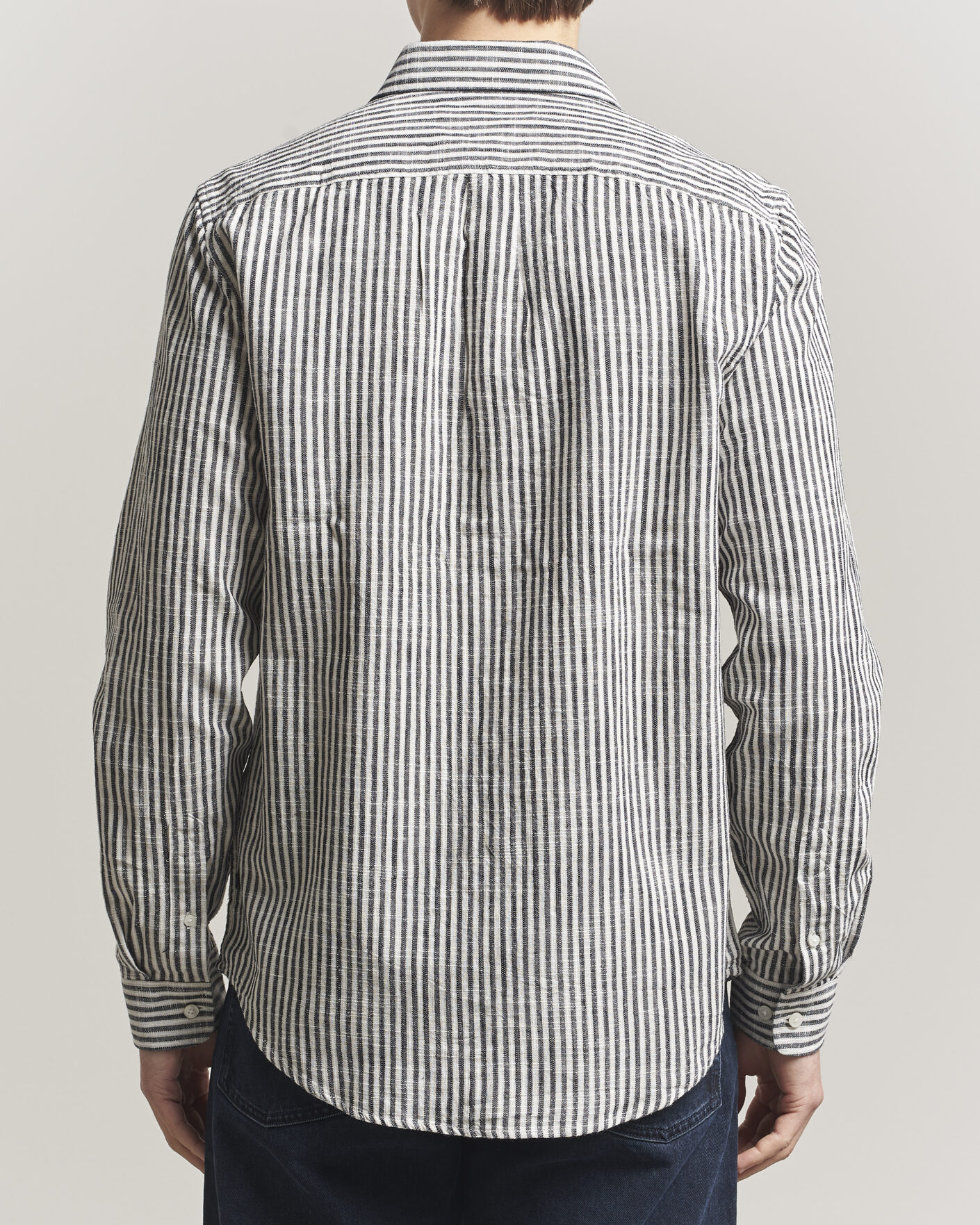 Herren | Hemden | Samsøe Samsøe | Liam Cotton/Linen Striped Shirt Salute Navy