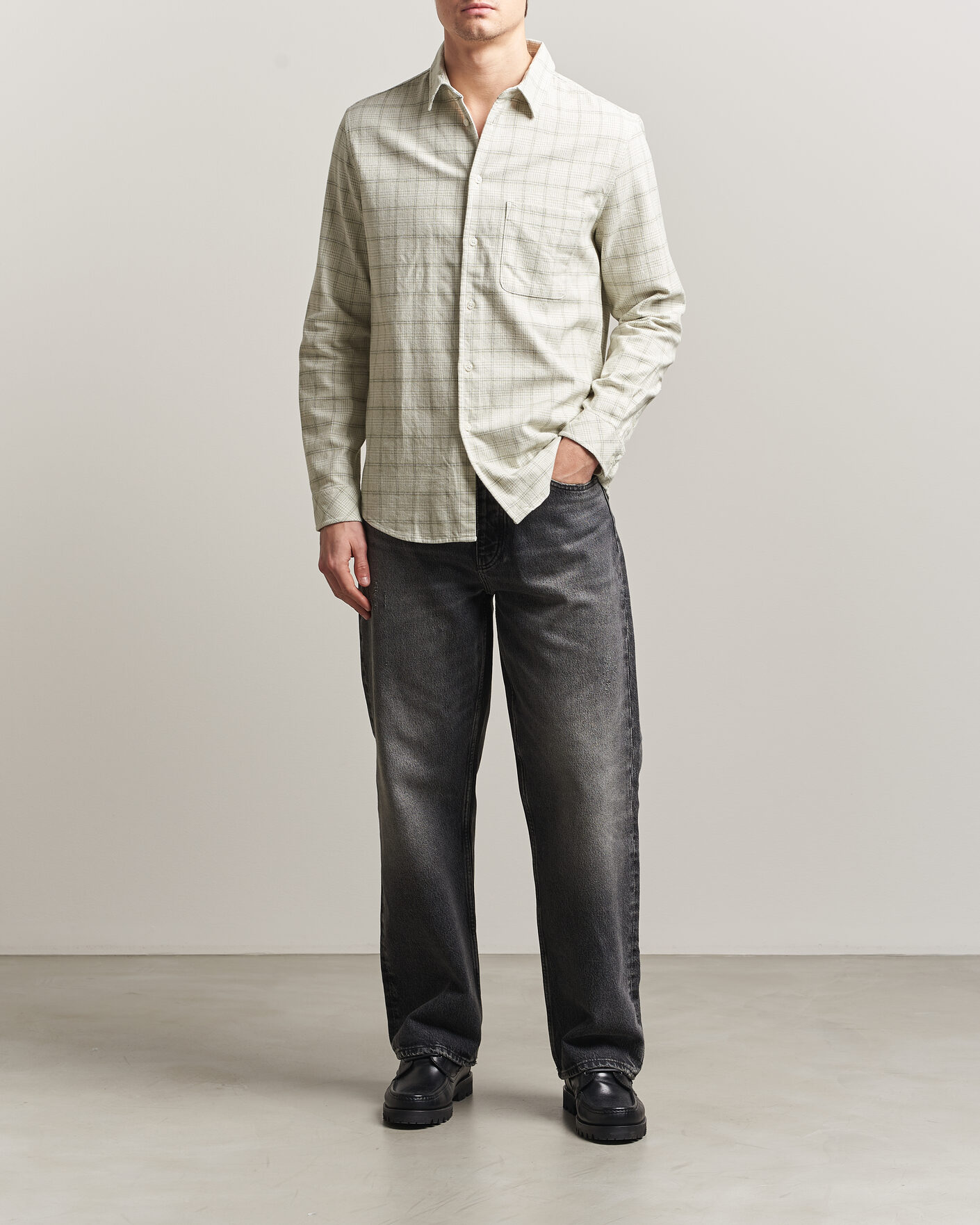 Herren | Hemden | Samsøe Samsøe | Liam Checked Cotton Shirt Off White