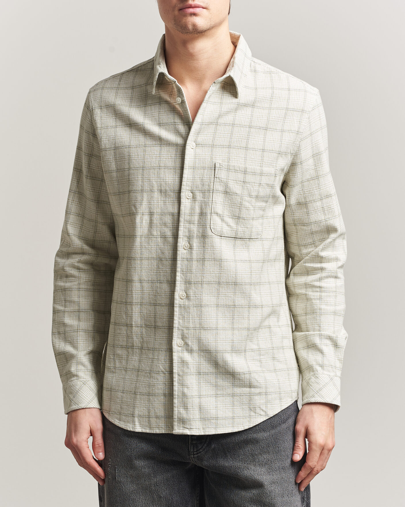 Herren | Hemden | Samsøe Samsøe | Liam Checked Cotton Shirt Off White