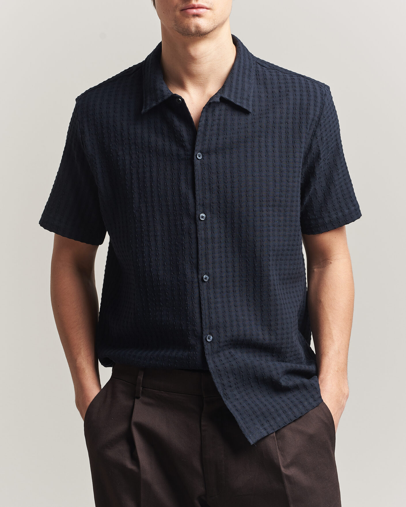 Herren | Hemden | Samsøe Samsøe | Avan Structured Short Sleeve Shirt Salute Navy