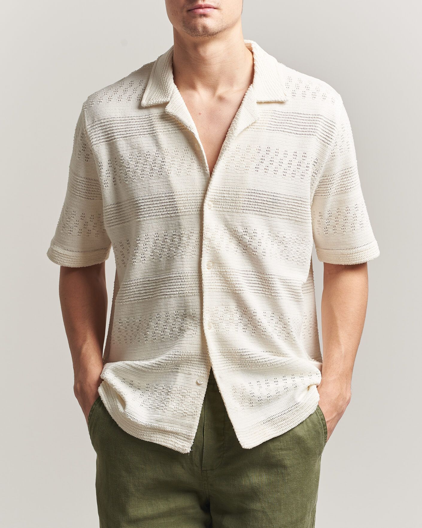 Herren | Hemden | Samsøe Samsøe | Martin Knitted Short Sleeve Shirt Clear Cream