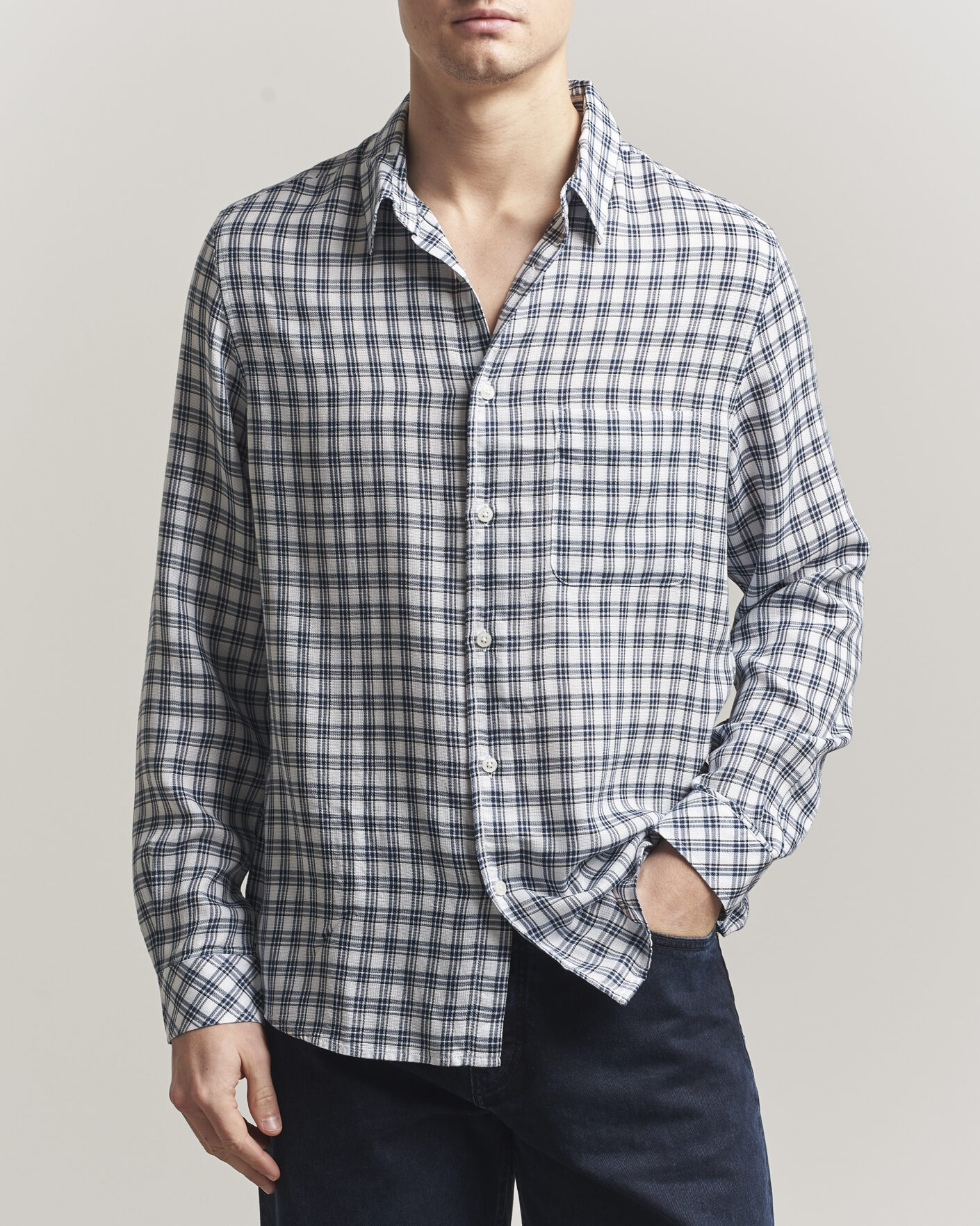 Herren | Hemden | Samsøe Samsøe | Ryan Tencel Checked Shirt Blue