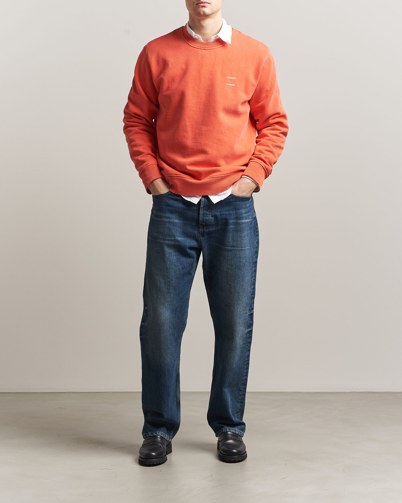 Herren | Pullover | Samsøe Samsøe | Joel Washed Organic Cotton Sweatshirt Aurora Red