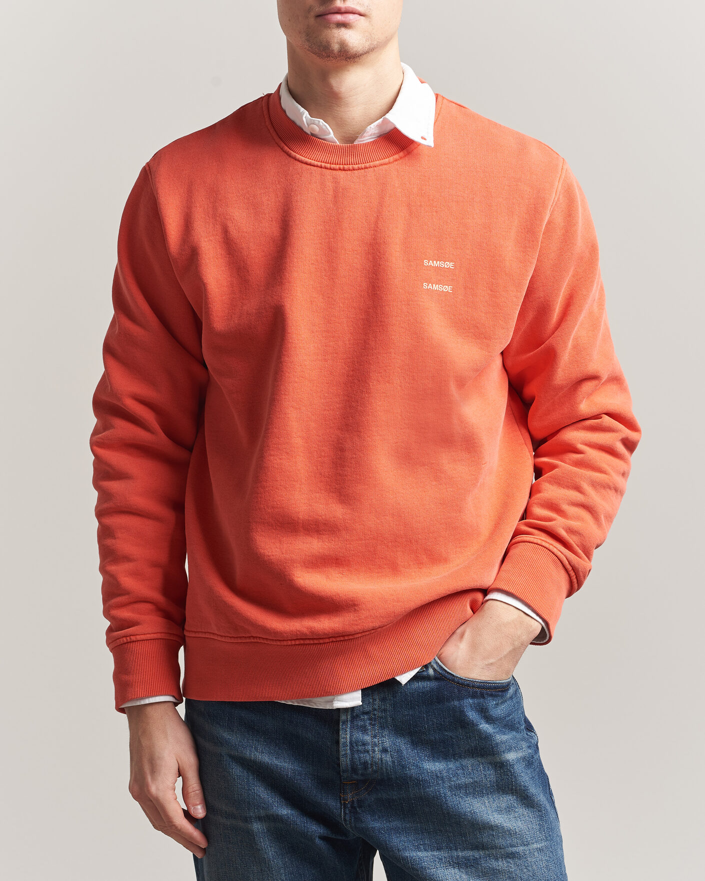 Herren | Pullover | Samsøe Samsøe | Joel Washed Organic Cotton Sweatshirt Aurora Red