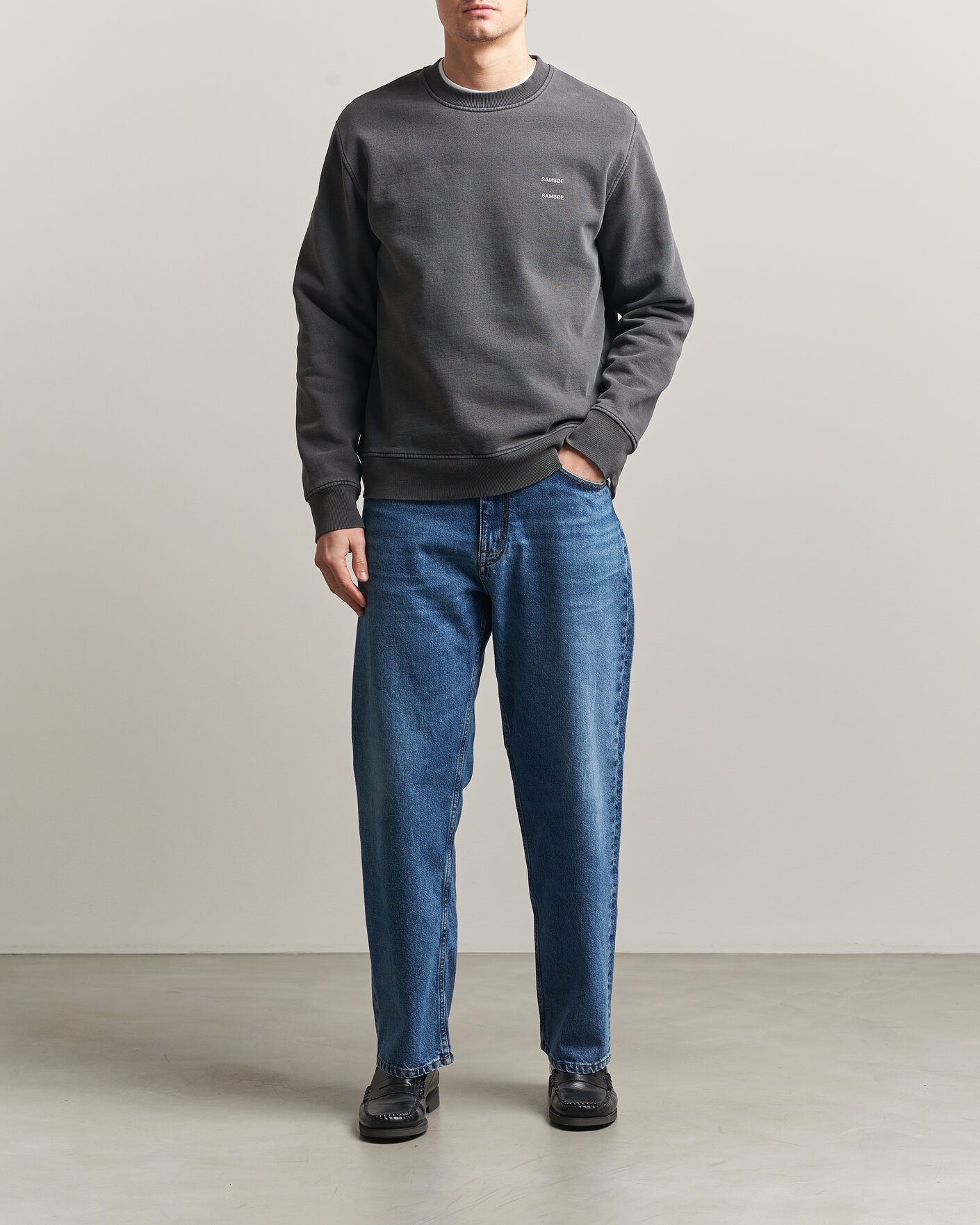 Herren | Pullover | Samsøe Samsøe | Joel Washed Organic Cotton Sweatshirt Black