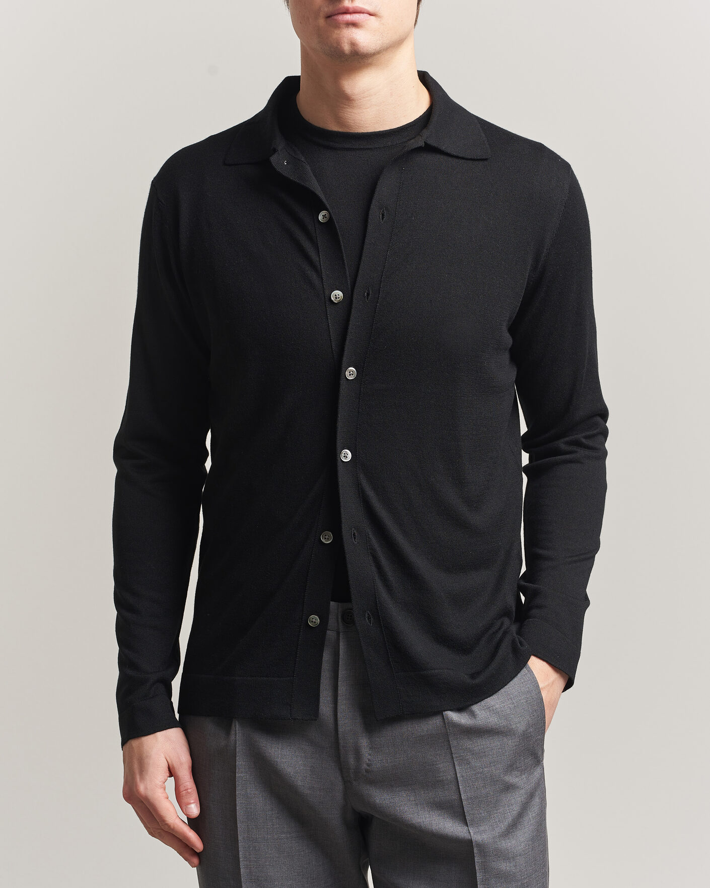 Herren | Pullover | Stenströms | Silk/Cashmere Cardigan Black