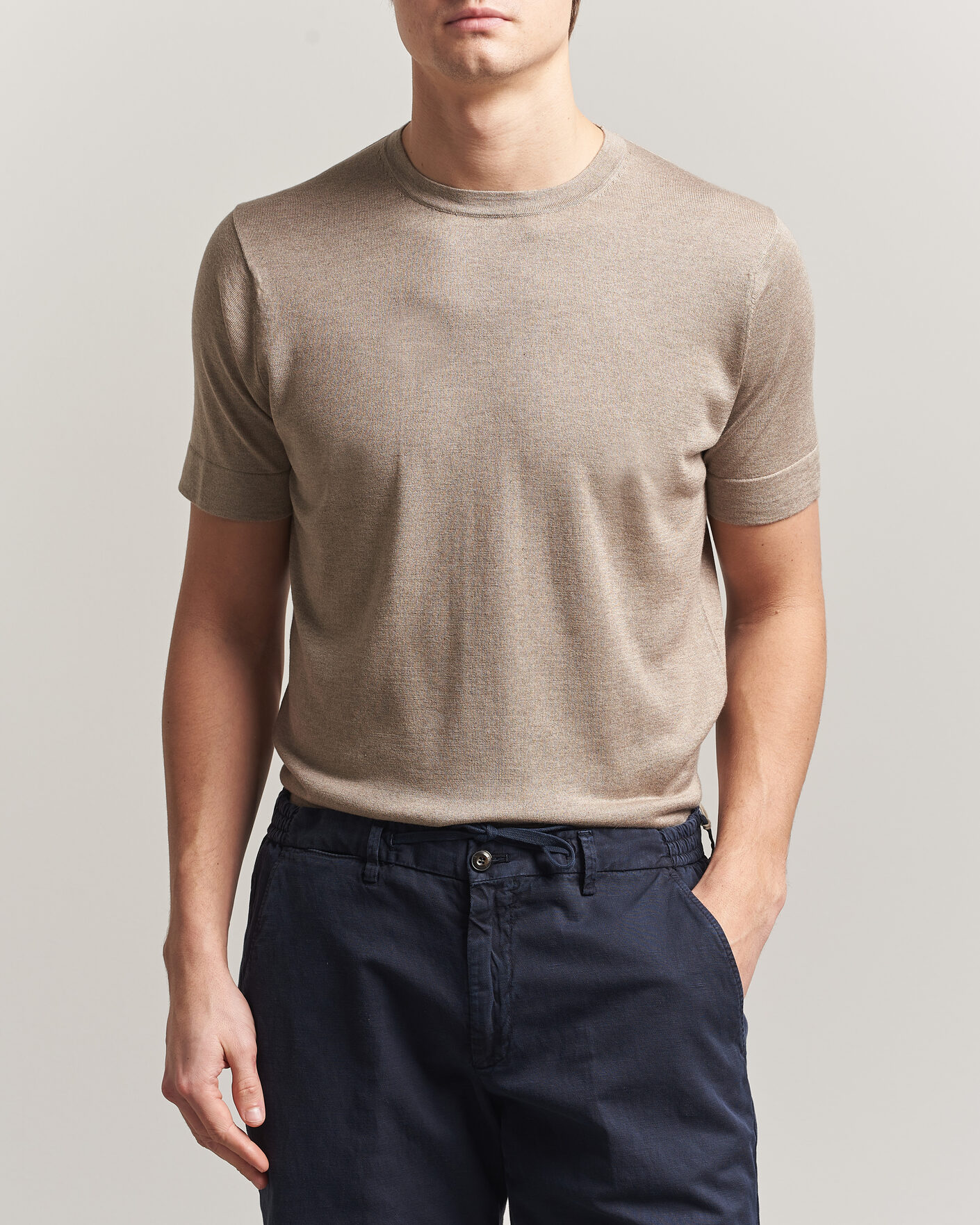 Herren | T-Shirts | Stenströms | Silk/Cashmere T-Shirt Taupe