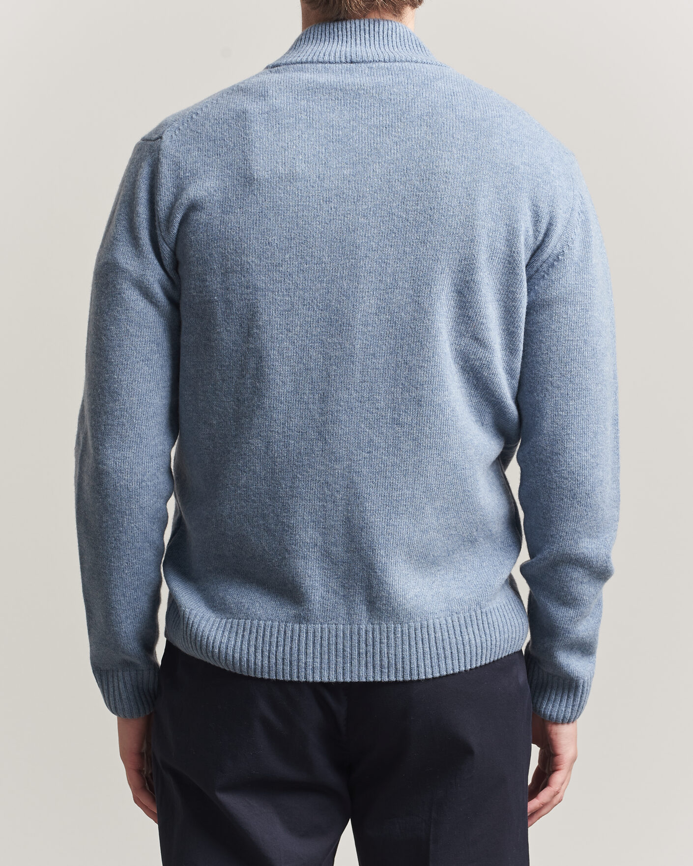 Herren | Pullover | Stenströms | Brushed Merino Full Zip Light Blue