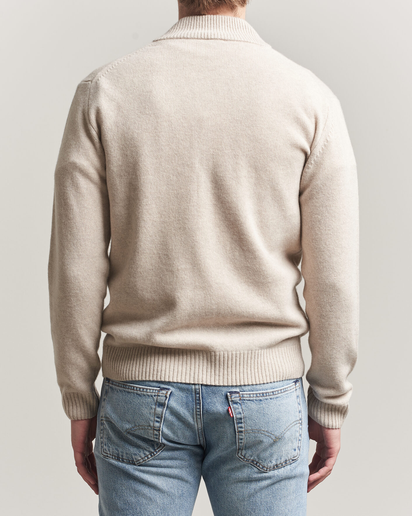 Herren | Pullover | Stenströms | Brushed Merino Full Zip Beige