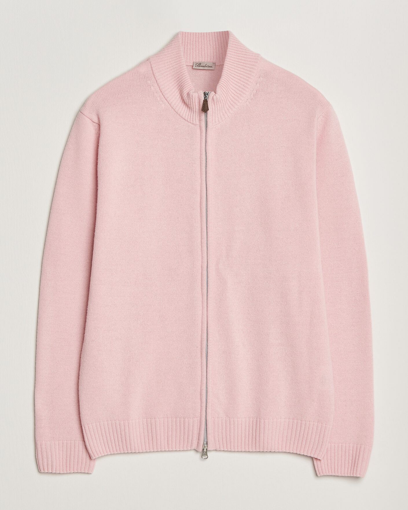 Herren | Pullover | Stenströms | Brushed Merino Full Zip Pink