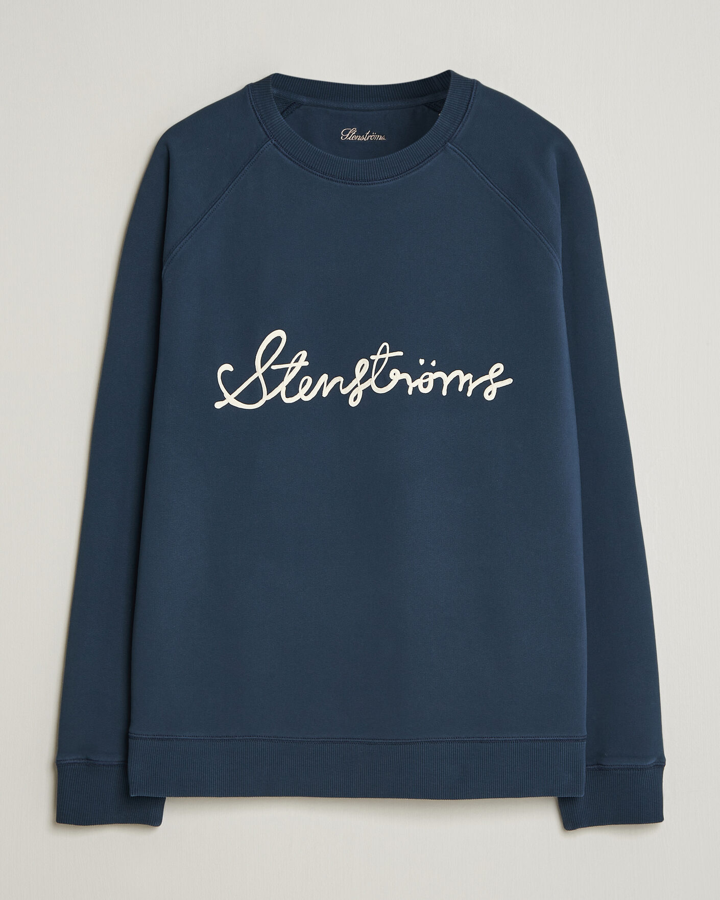 Herren | Pullover | Stenströms | Raglan Crew Logo Sweater Navy