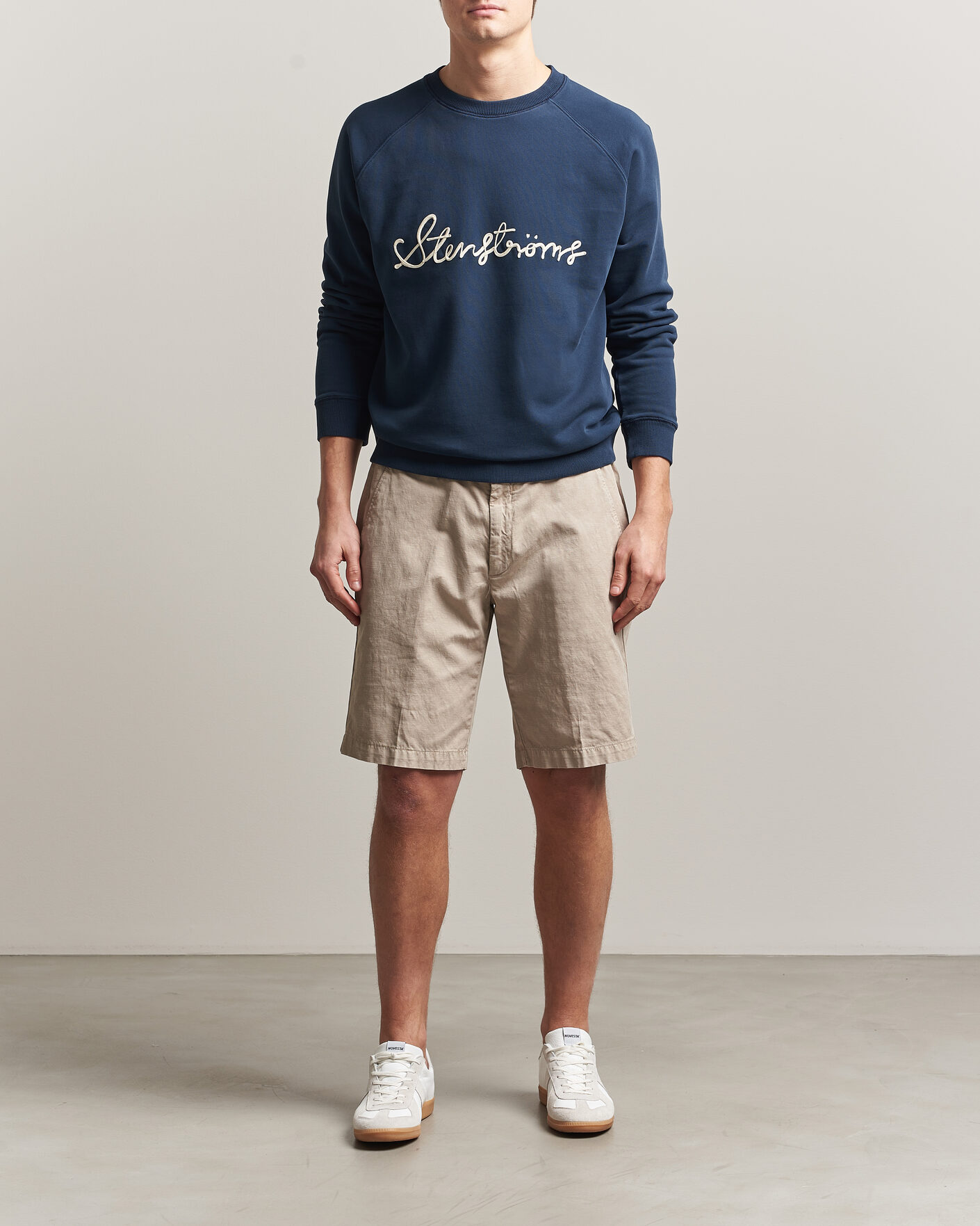 Herren | Pullover | Stenströms | Raglan Crew Logo Sweater Navy