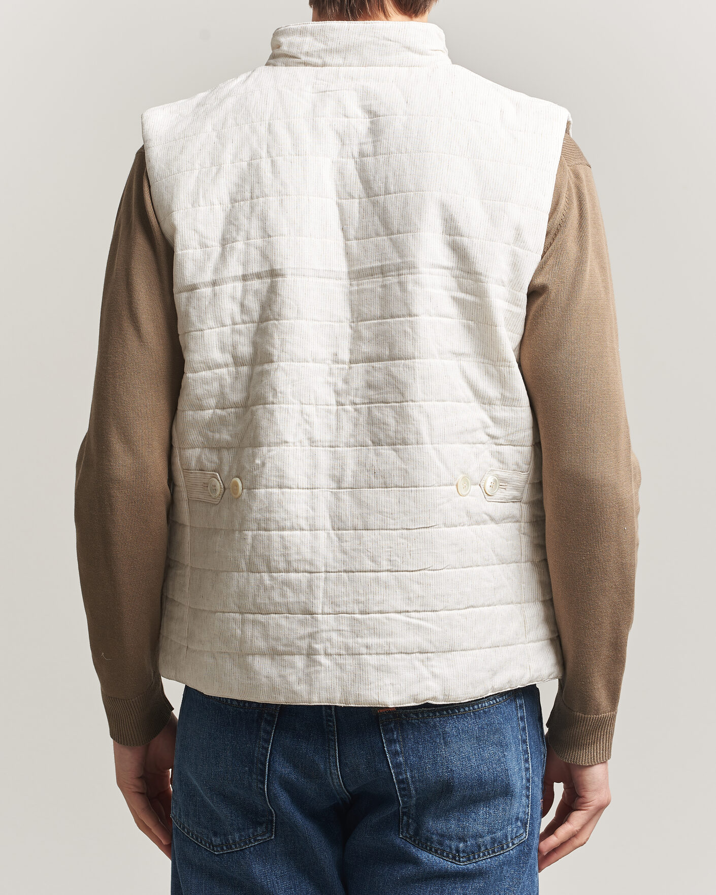 Herren | Westen | Stenströms | Mid Layer Pin Stripe Linen Vest Off White