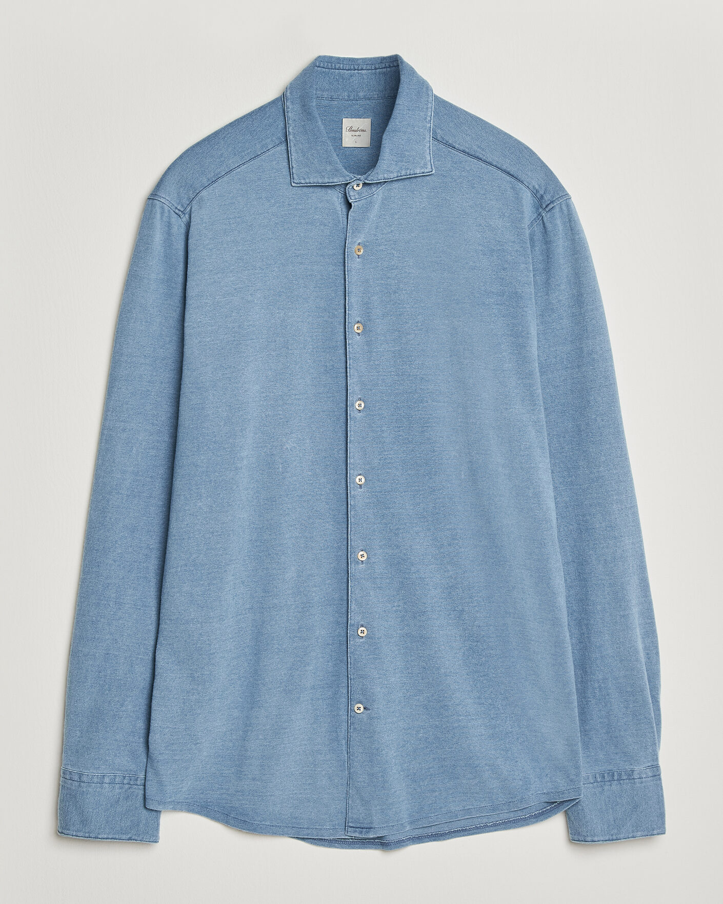 Herren | Neu im Onlineshop | Stenströms | Jersey Denim Shirt Blue