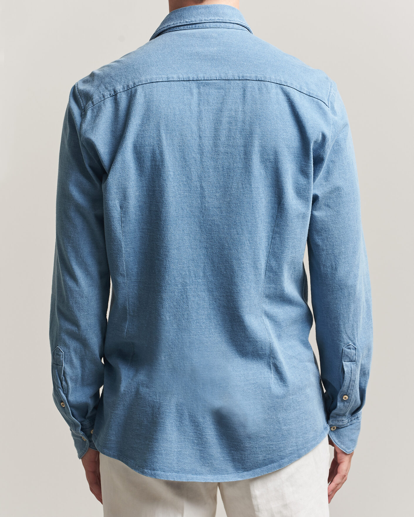 Herren | Hemden | Stenströms | Jersey Denim Shirt Blue