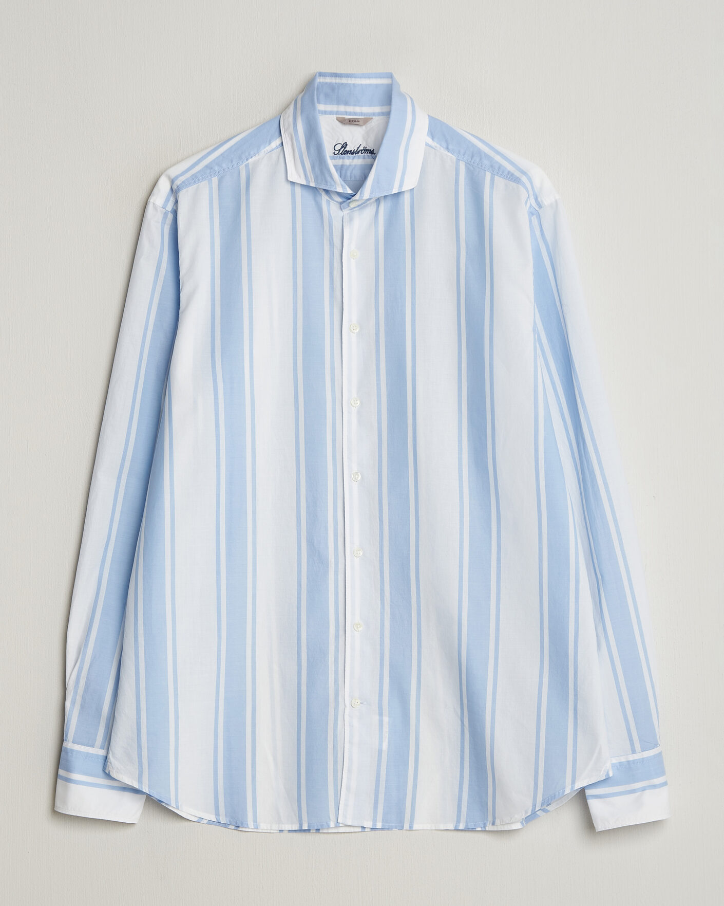 Herren | Hemden | Stenströms | Regular Fit Thin Poplin Stripe Shirt Blue